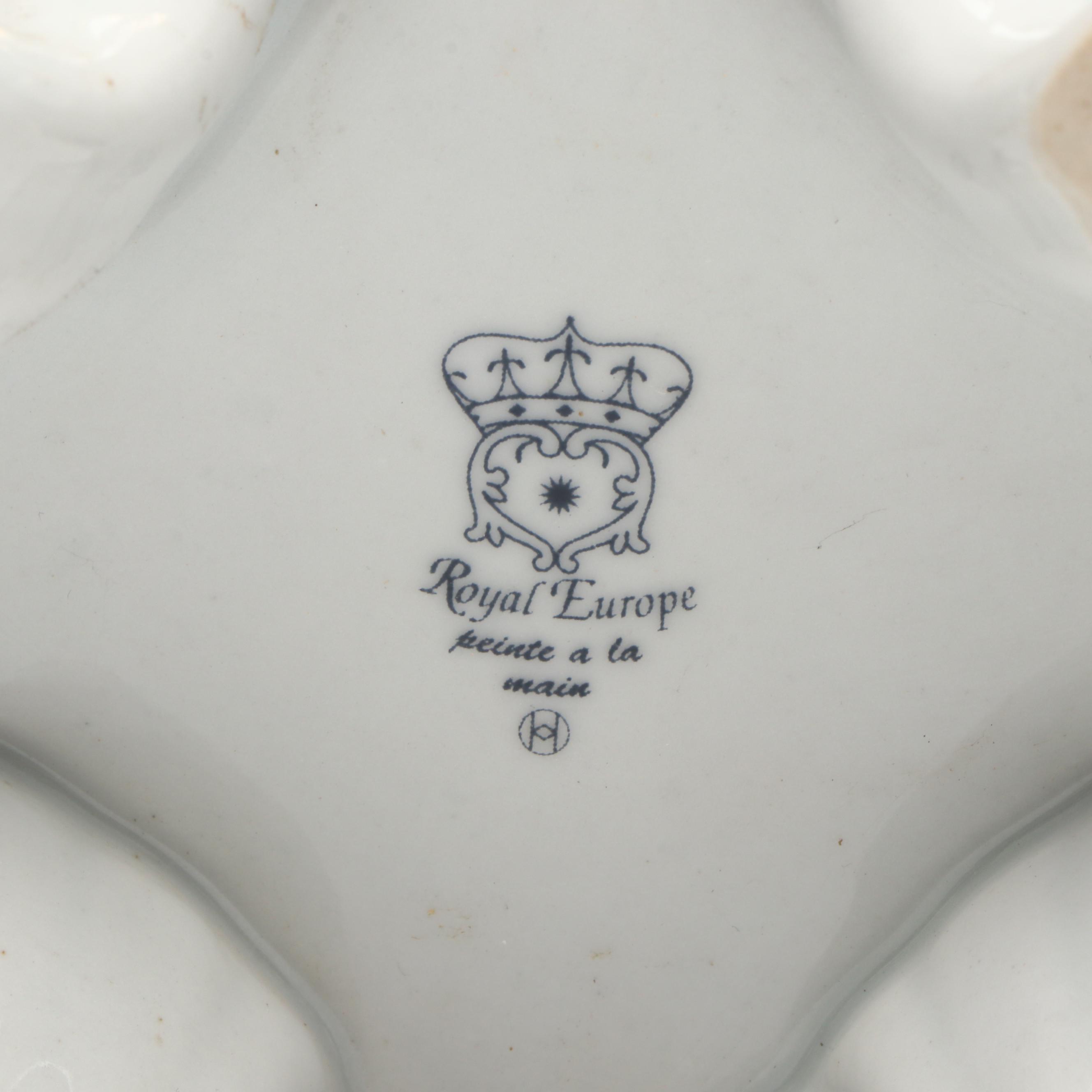 Royal Europe Hand-Painted Gilt Ceramic Cachepots