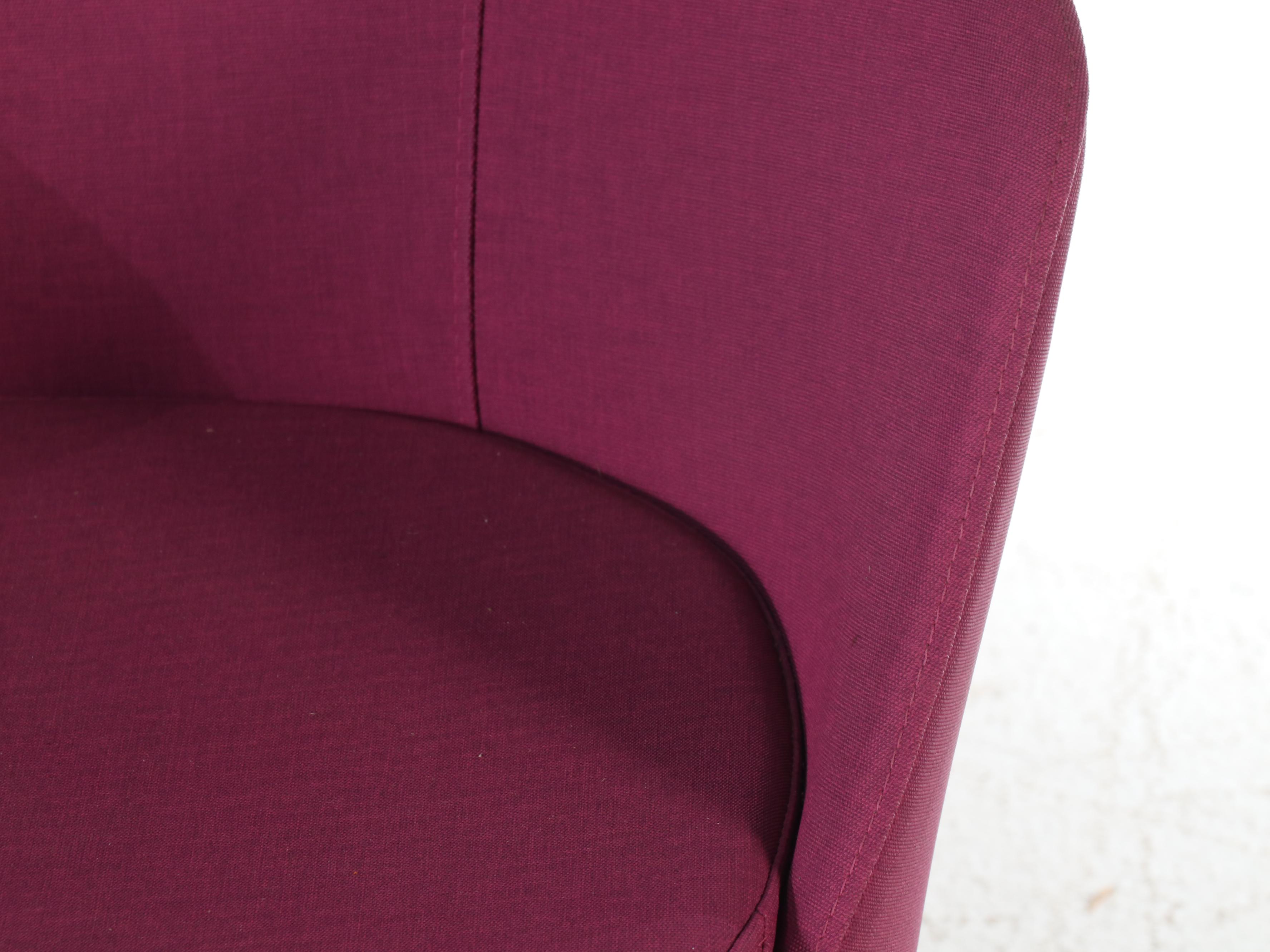 Pair of Global Upholstery Modernist Magenta Swivel Chairs