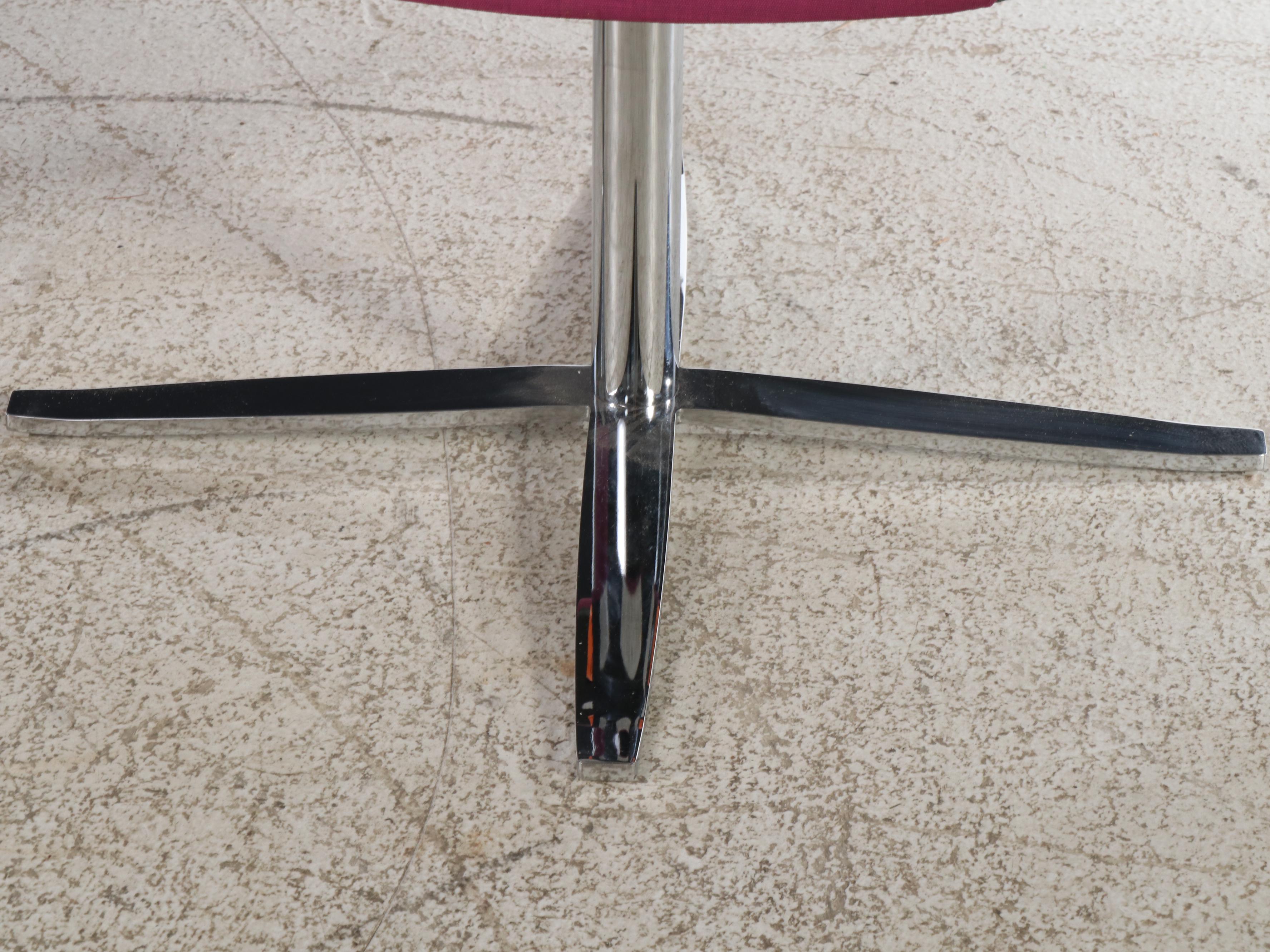 Pair of Global Upholstery Modernist Magenta Swivel Chairs