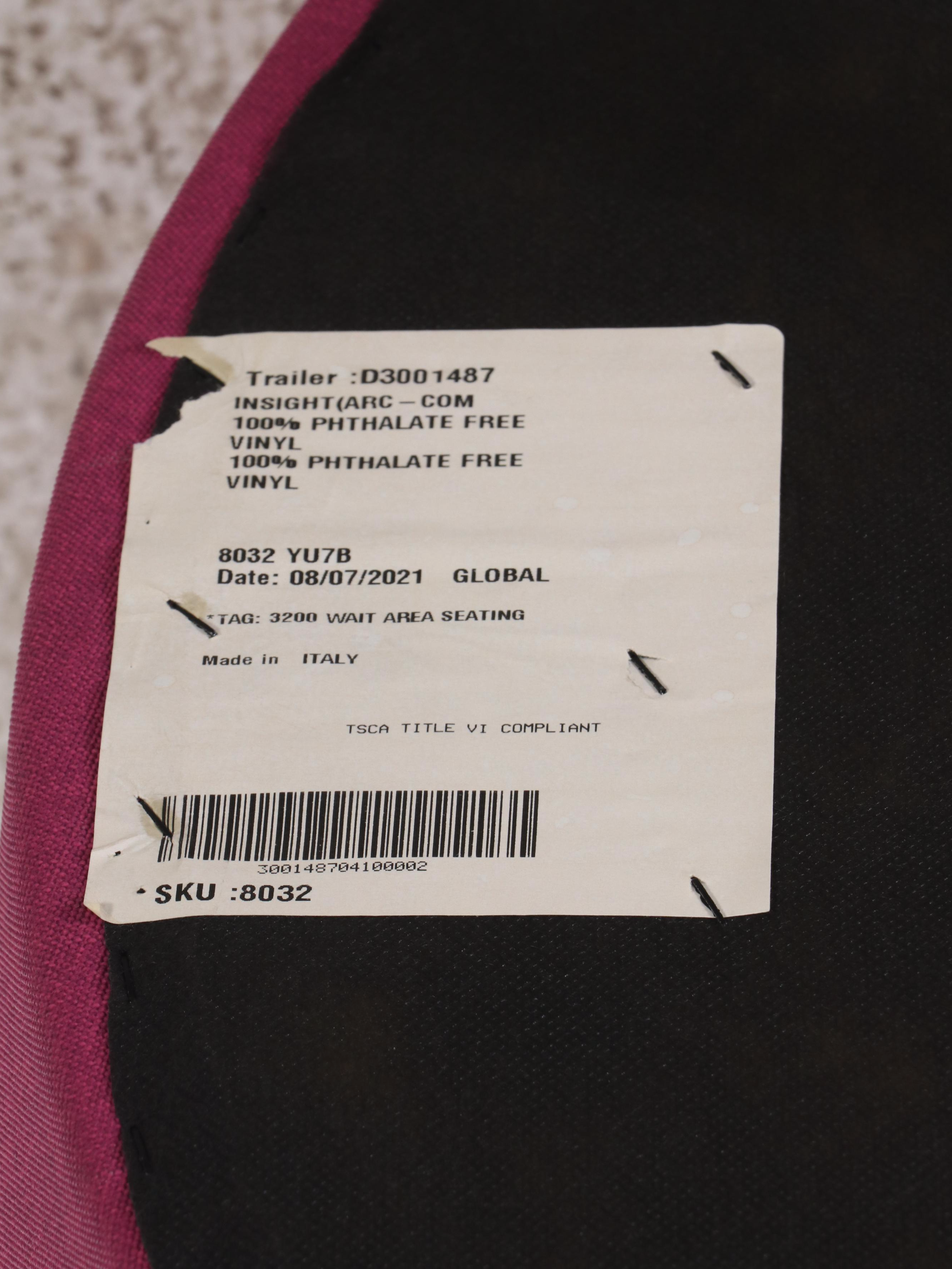 Pair of Global Upholstery Modernist Magenta Swivel Chairs