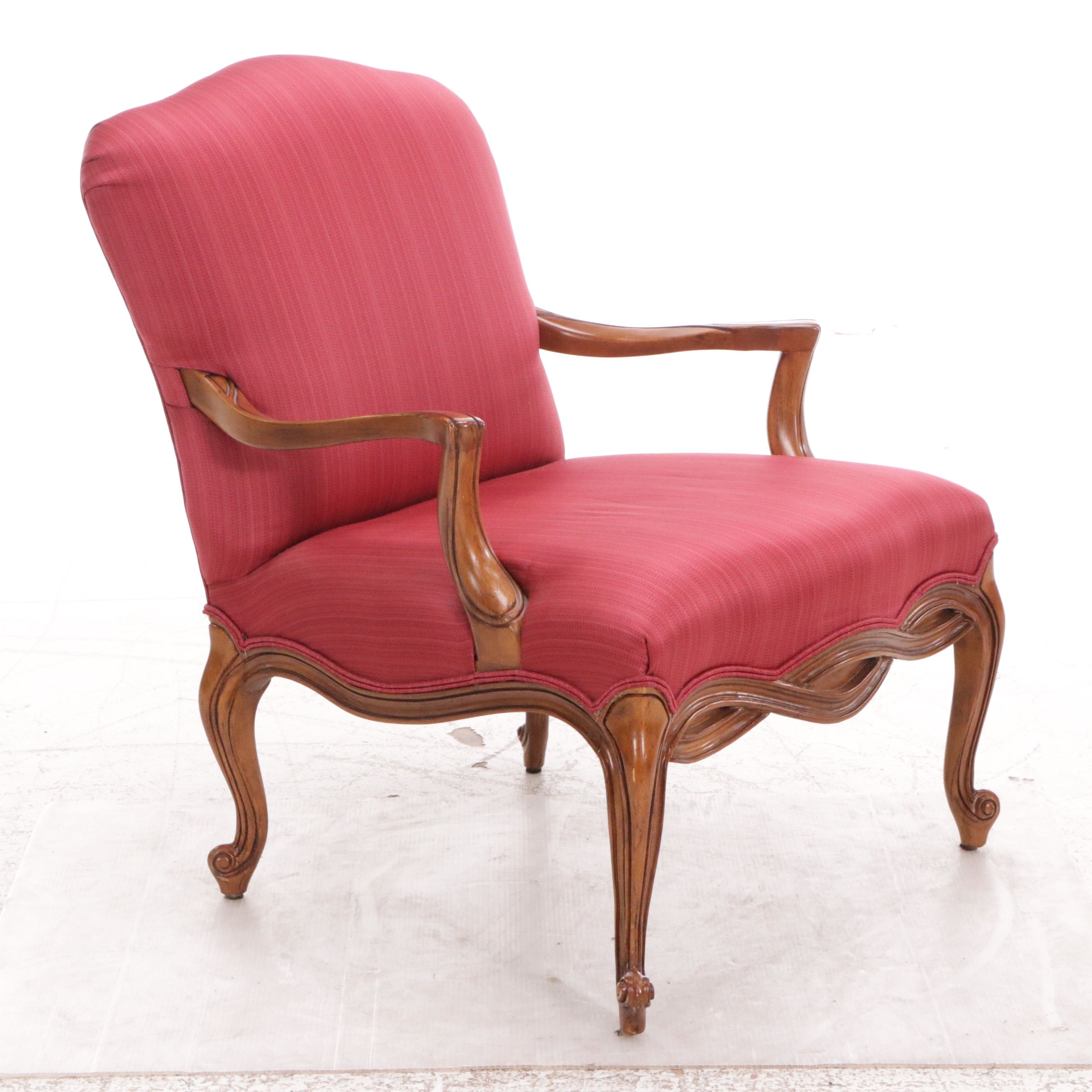 Drexel Heritage French Provincial Style Armchairs with Twisted Band Skirt, Pair