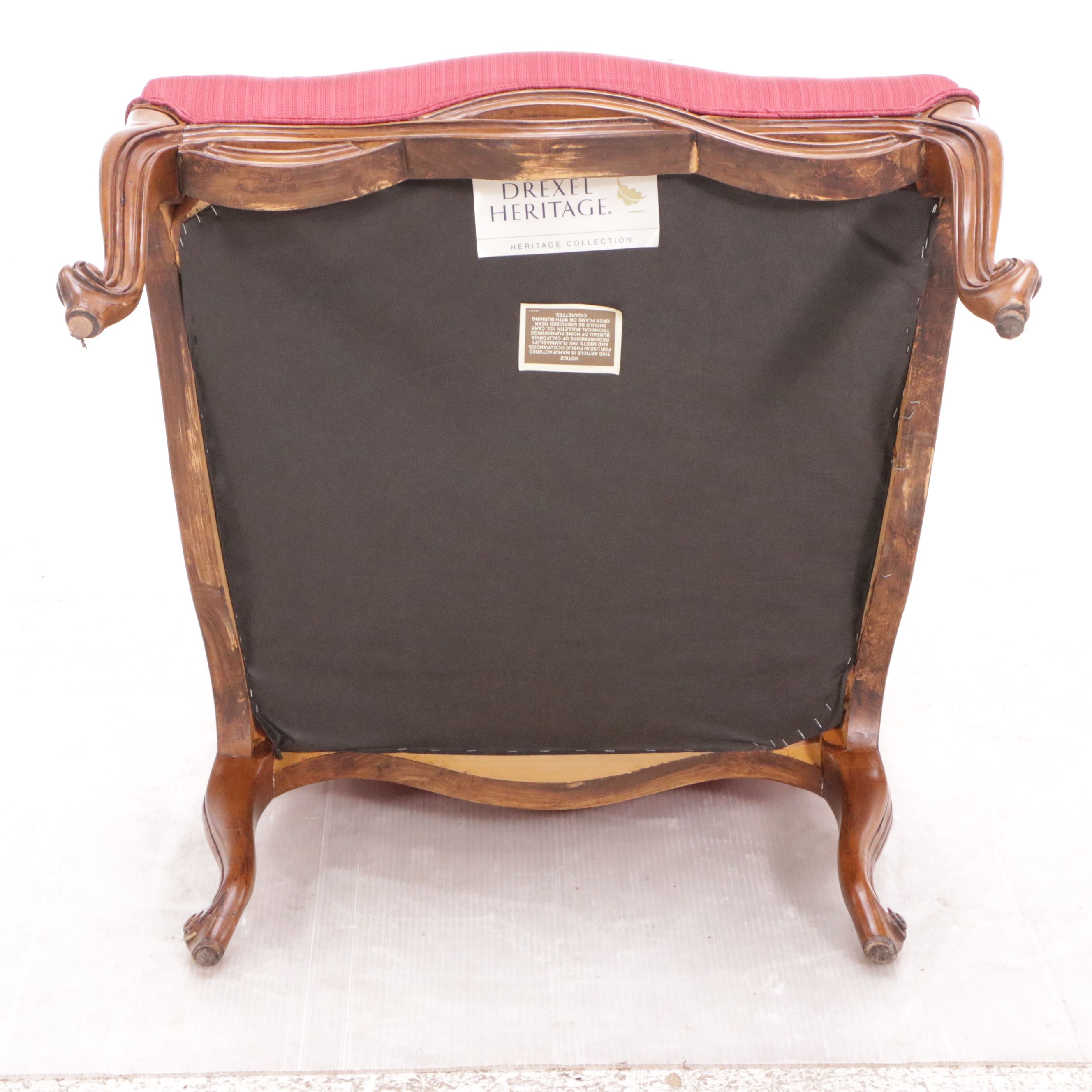 Drexel Heritage French Provincial Style Armchairs with Twisted Band Skirt, Pair