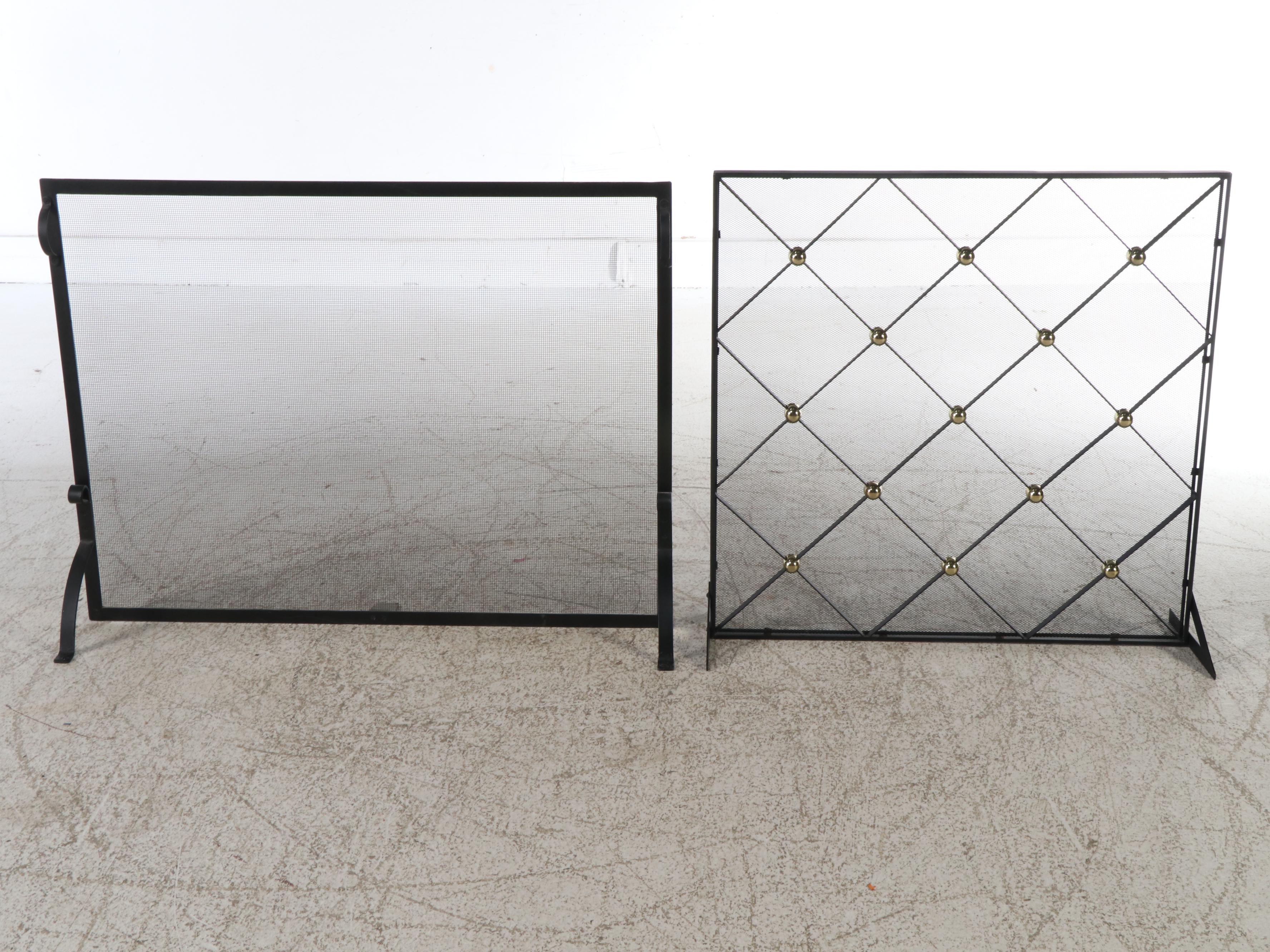 Polished Brass & Iron Fireplace Screens