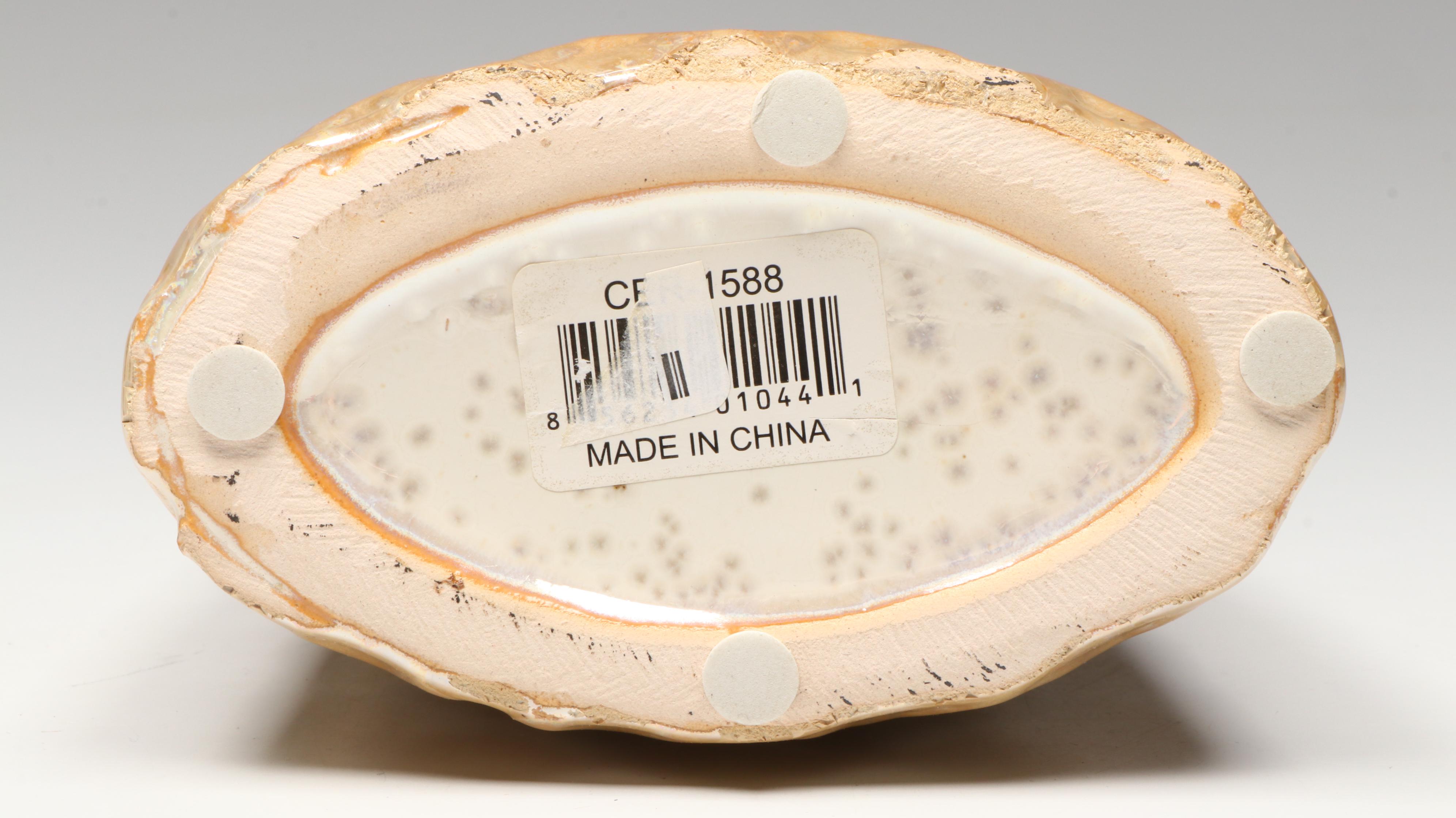 Contemporary White and Gilt Glazed Vases with Other Décor