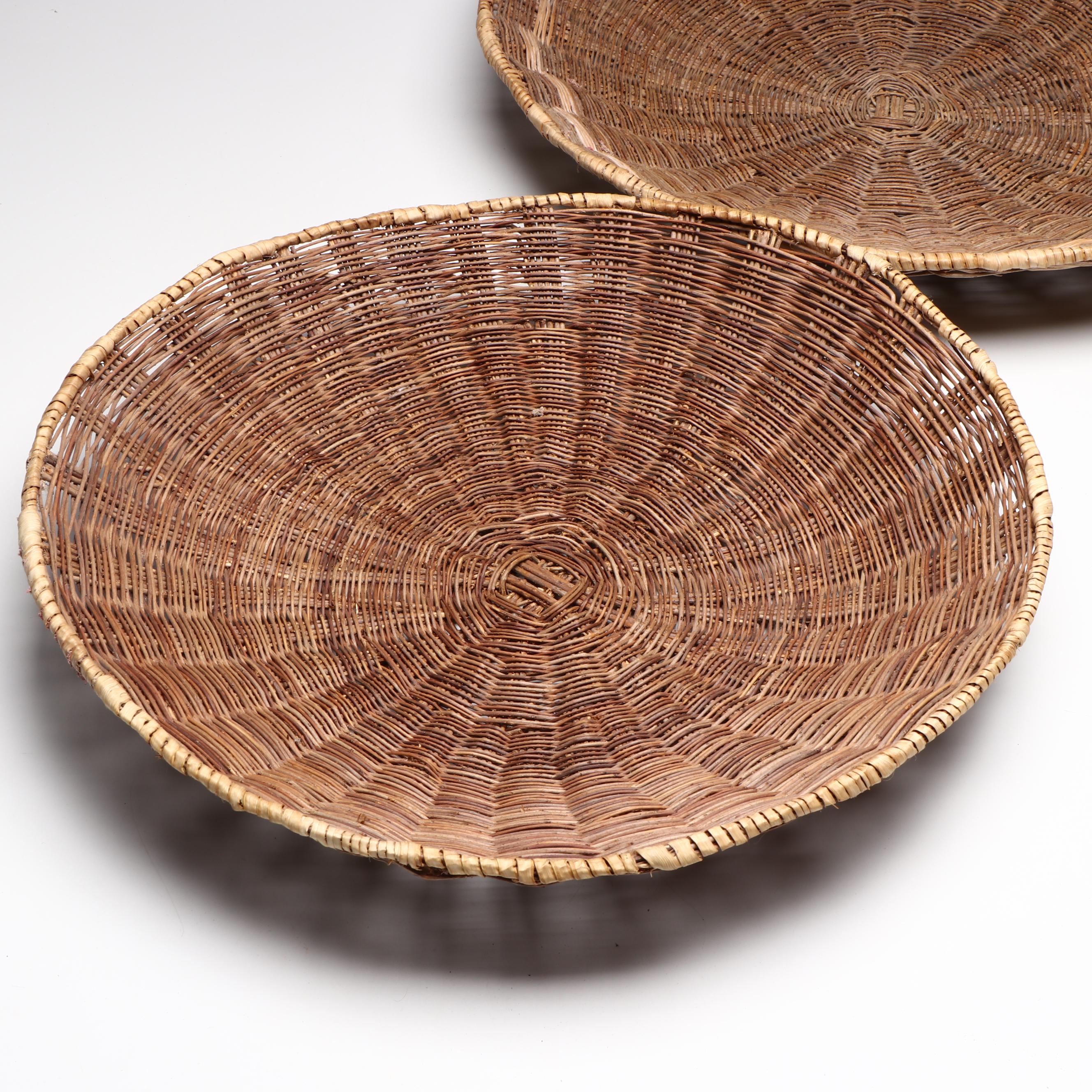 Two Ohkay Owingeh (San Juan Pueblo) Woven Wicker Baskets