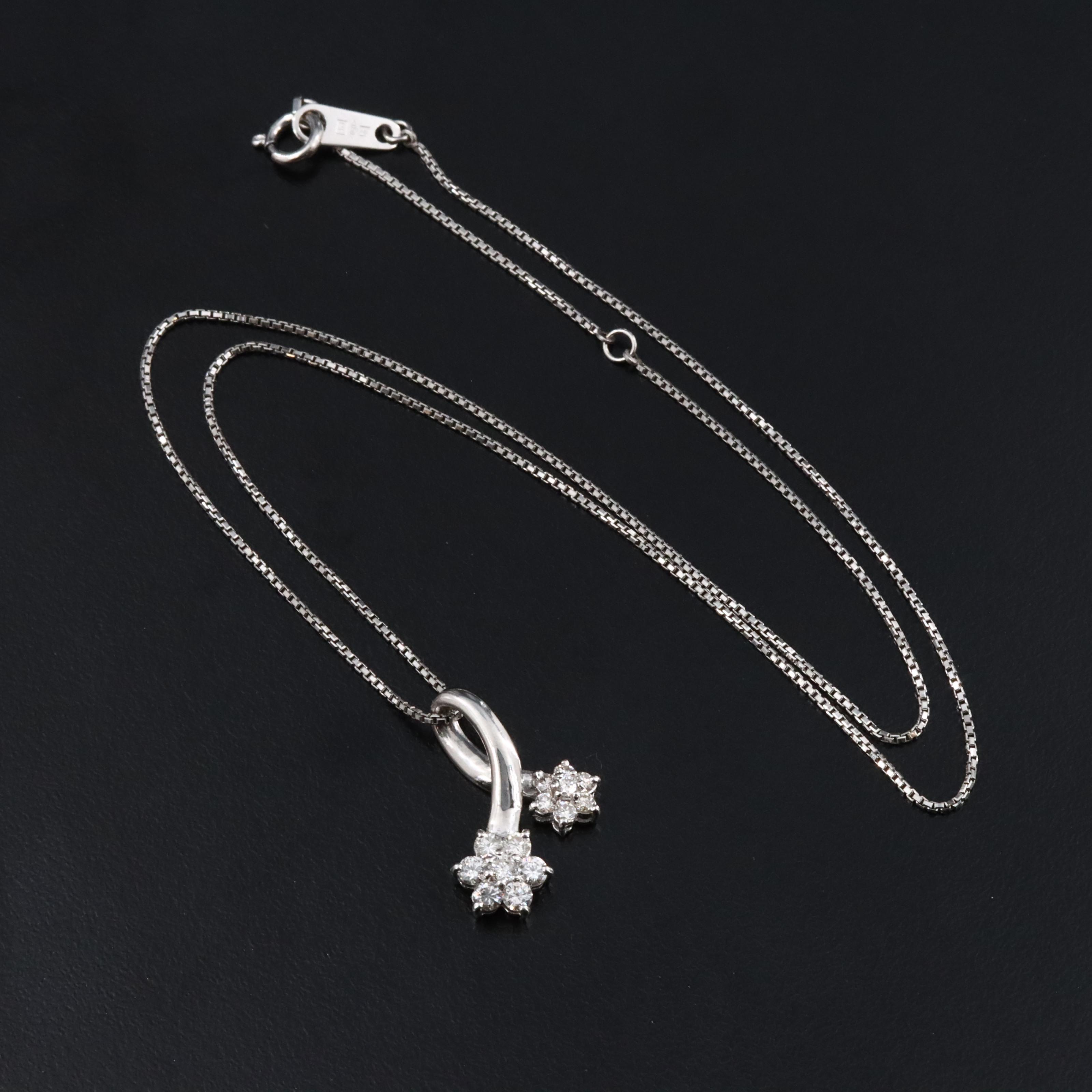 Platinum 0.50 CTW Diamond Pendant Necklace