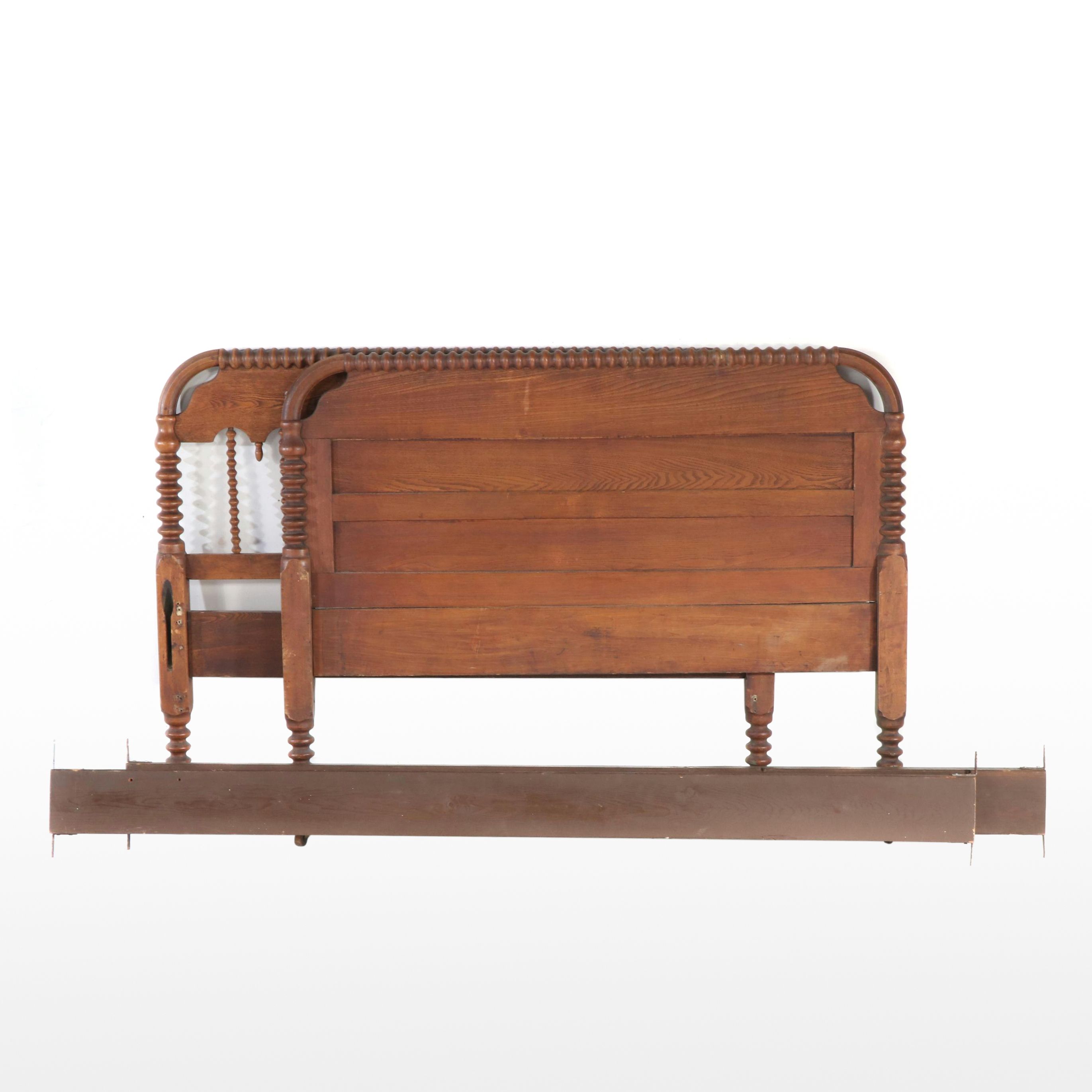 Victorian Turned Full Size Oak Bed Frame