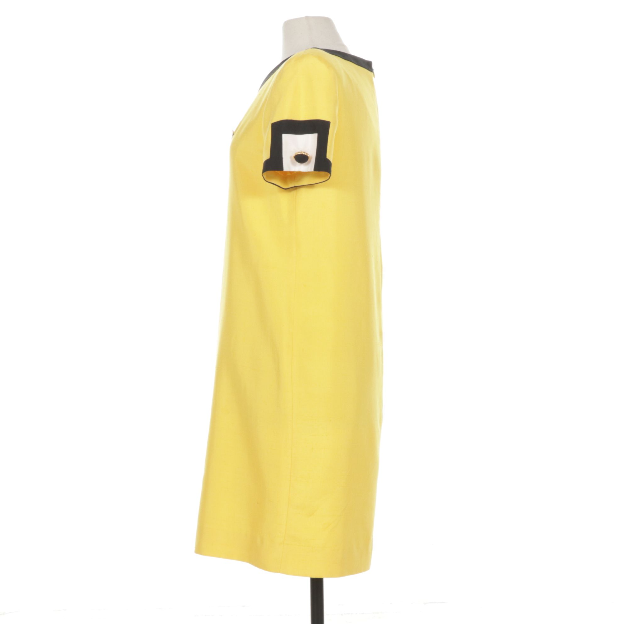 Neiman-Marcus by Steve Fabrikant Silk Yellow Dress with Geometric Eye