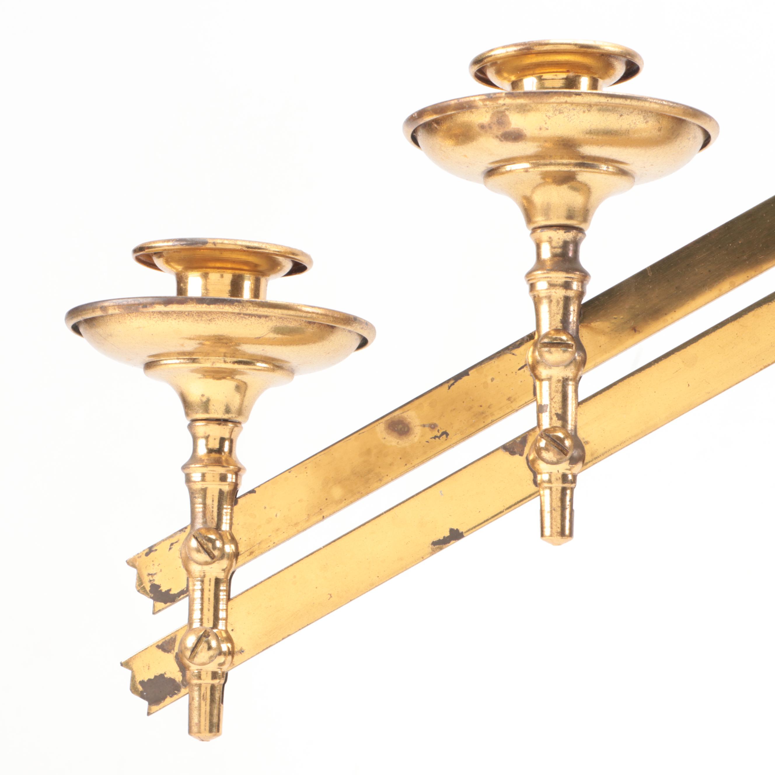 Gothic Style Brass Altar Candelabra, 20th Century