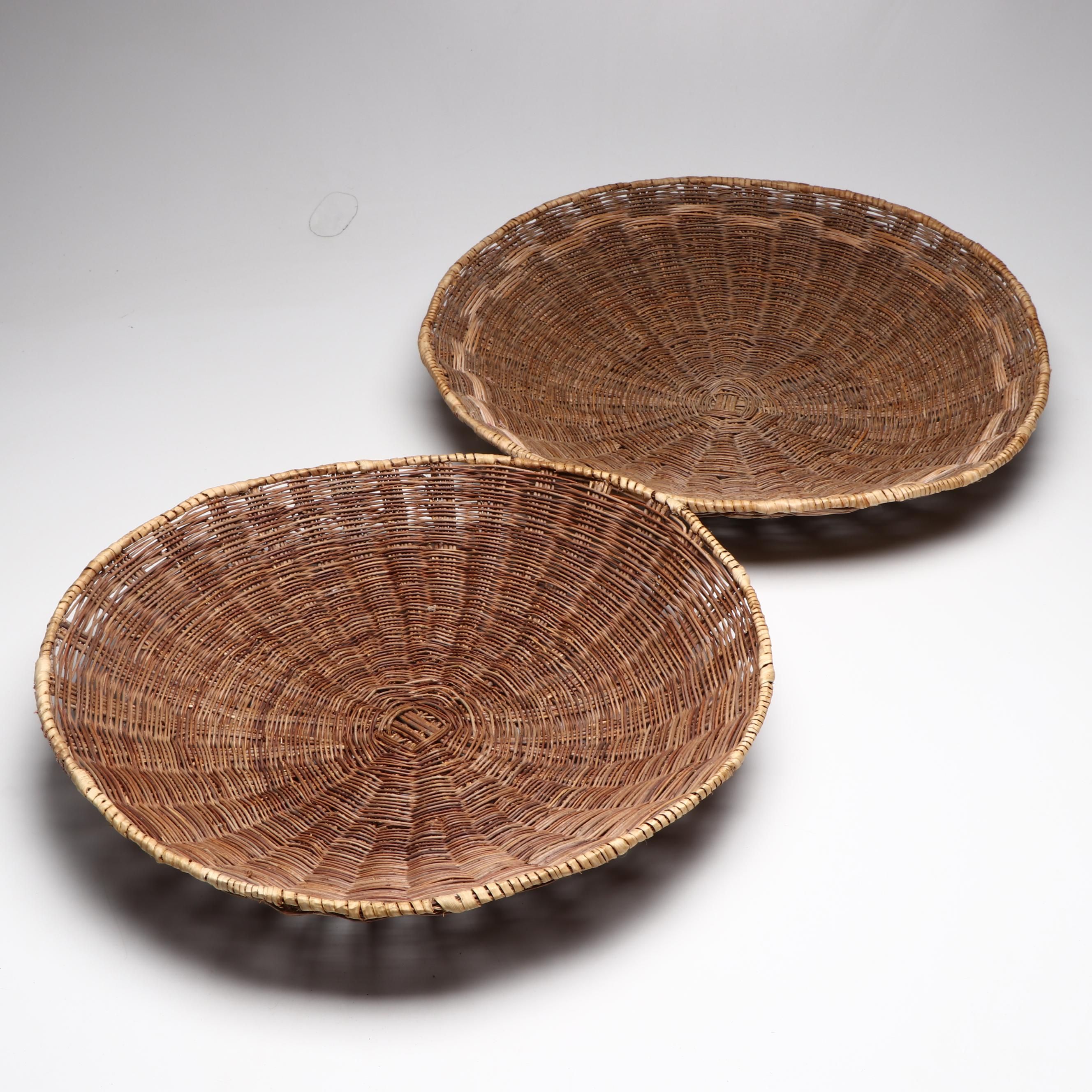 Two Ohkay Owingeh (San Juan Pueblo) Woven Wicker Baskets