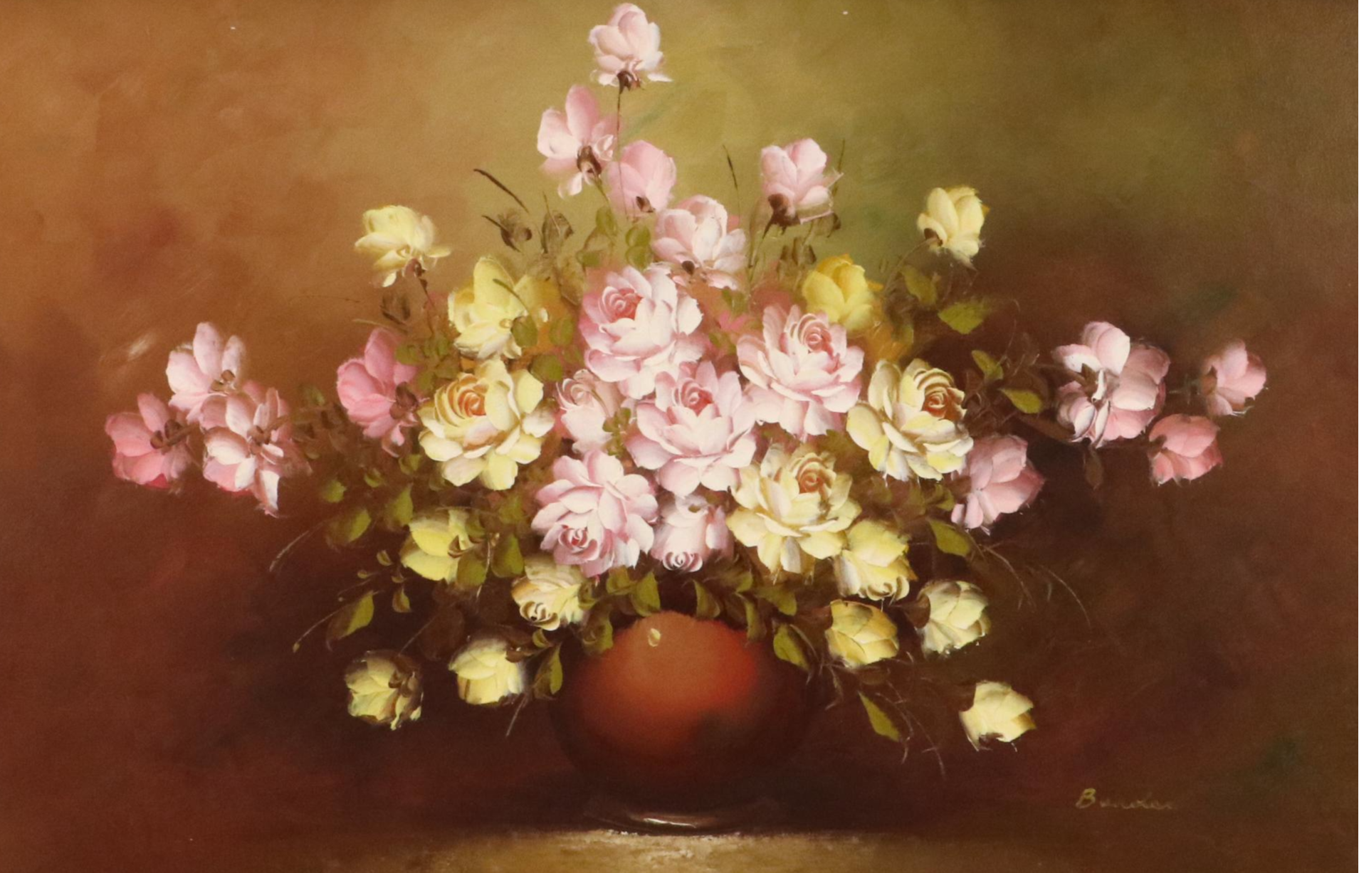 Floral Still Life Oil Painting, Late 20th Century