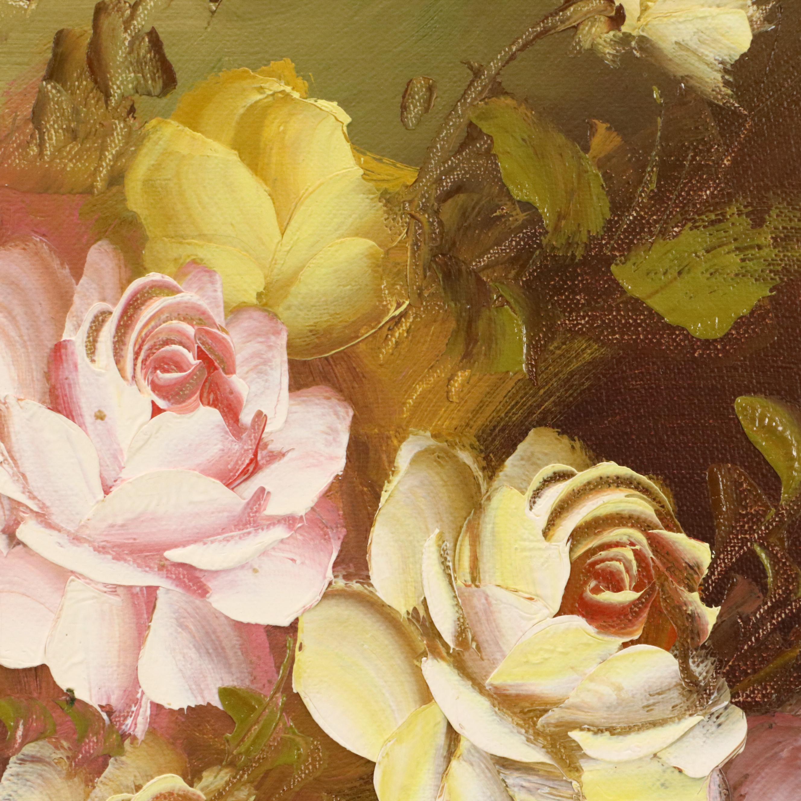 Floral Still Life Oil Painting, Late 20th Century