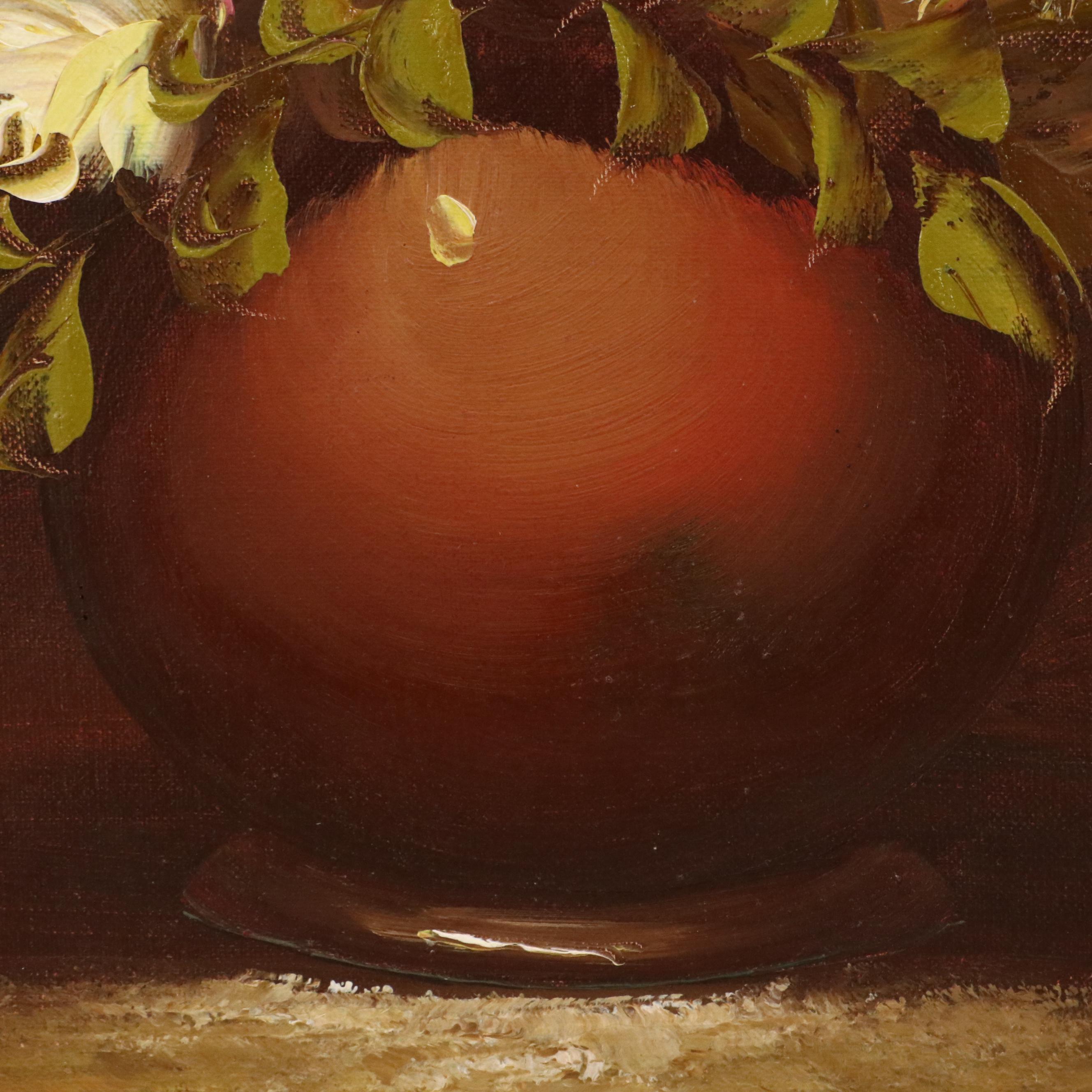 Floral Still Life Oil Painting, Late 20th Century