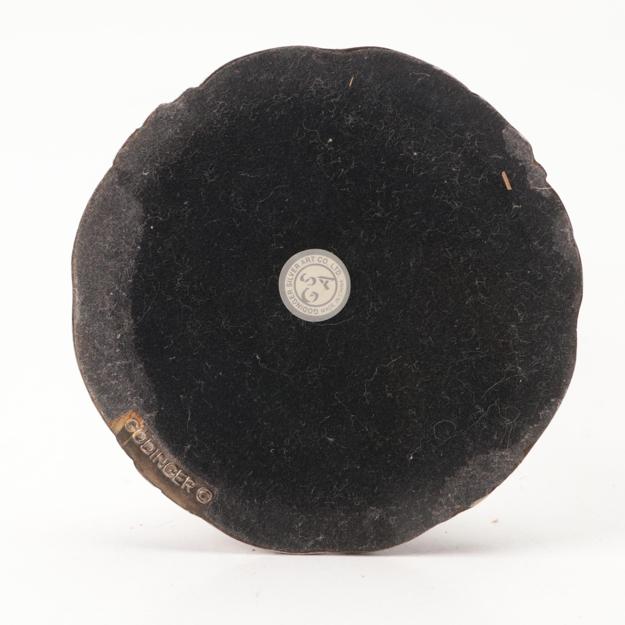 Pair of Godinger Metal Candlesticks with Brass Menorah