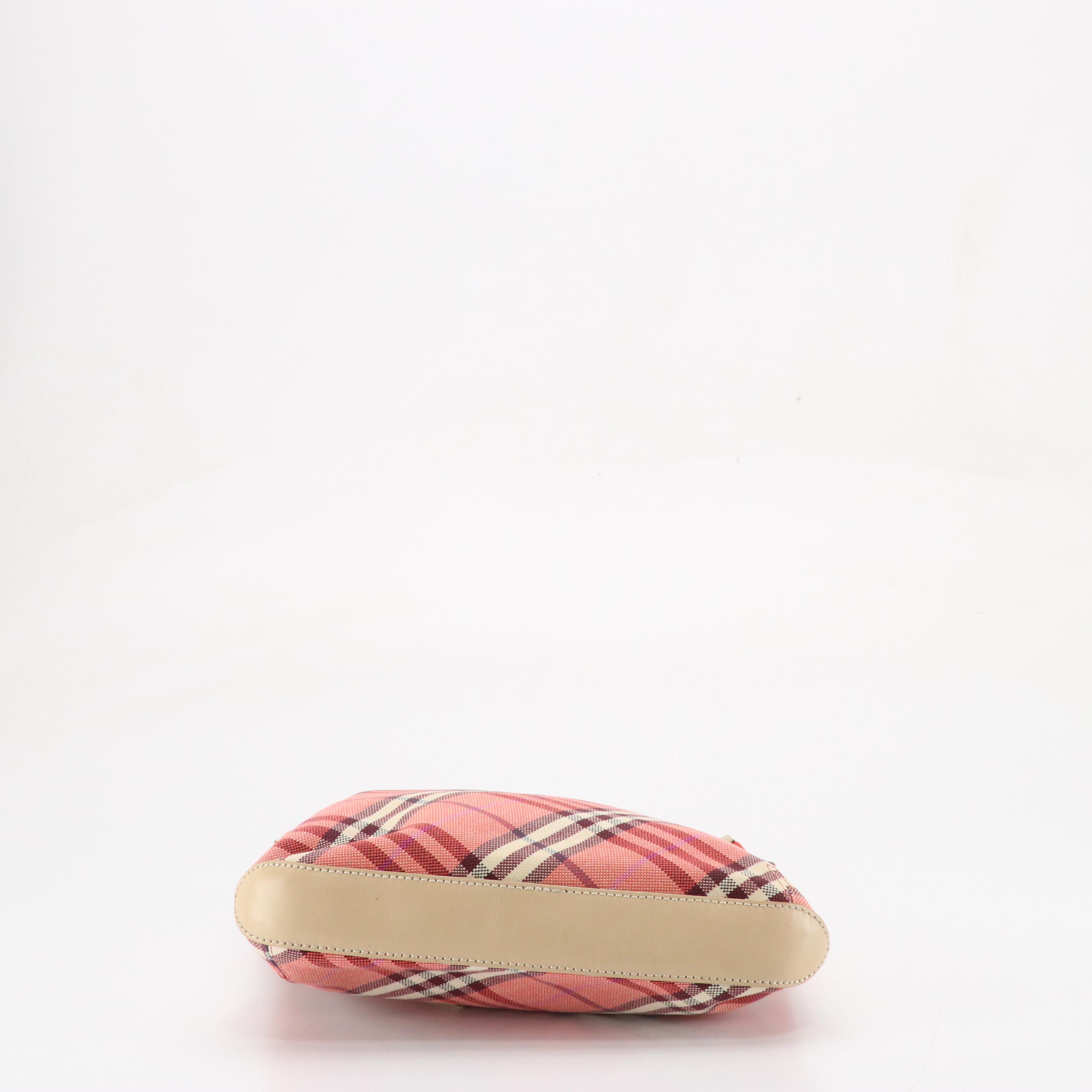 Burberry Blue Label Nova Check Canvas Messenger Bag with Beige Leather Trim