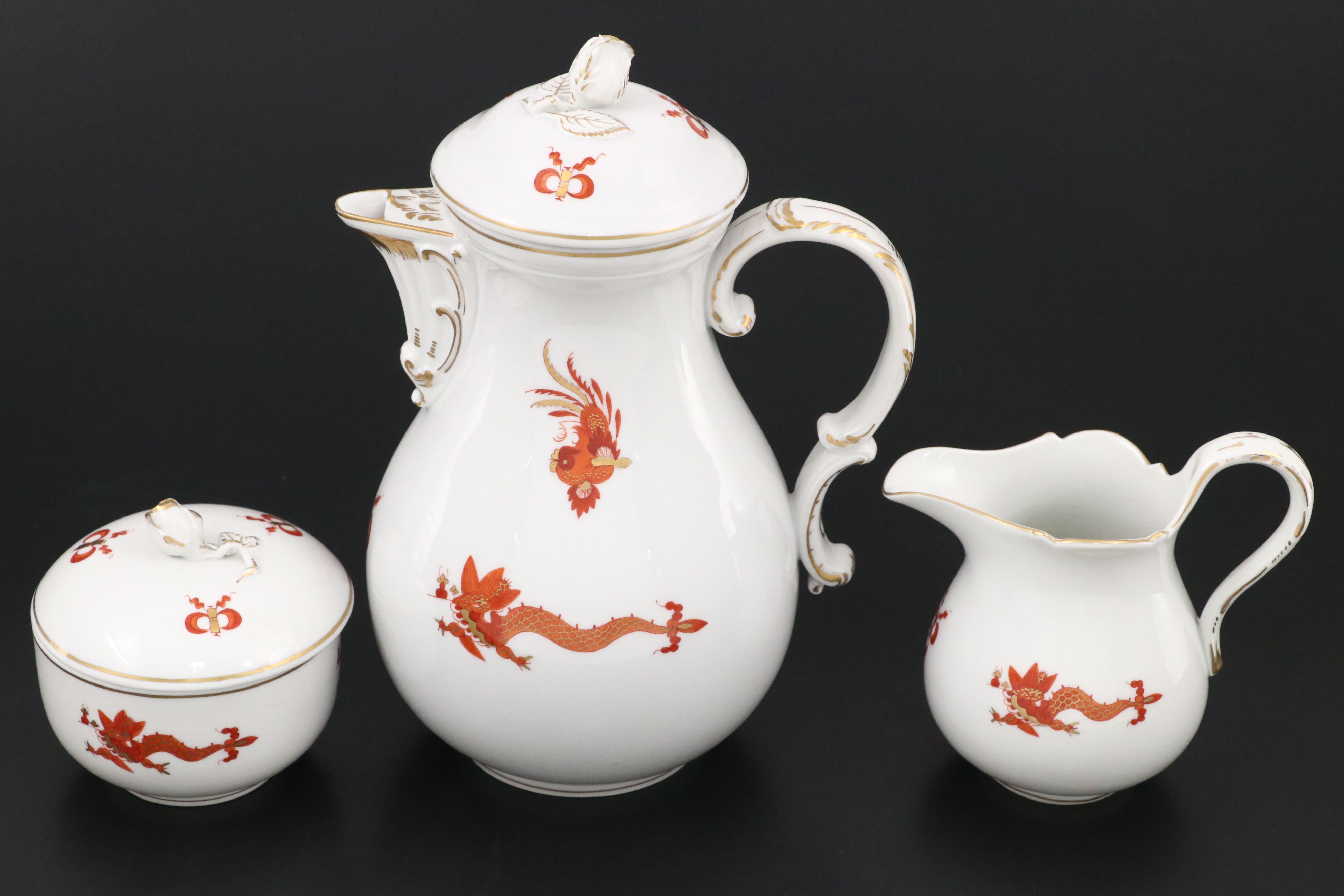 Meissen Porcelain "Ming Dragon" Coffee and Dessert Set, 20th Century