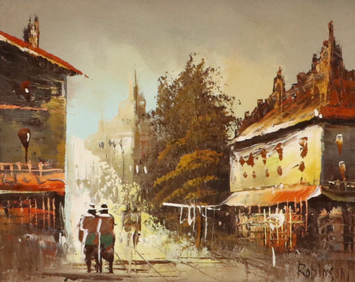 Oil Painting of Parisian Street Scene, Mid-20th Century