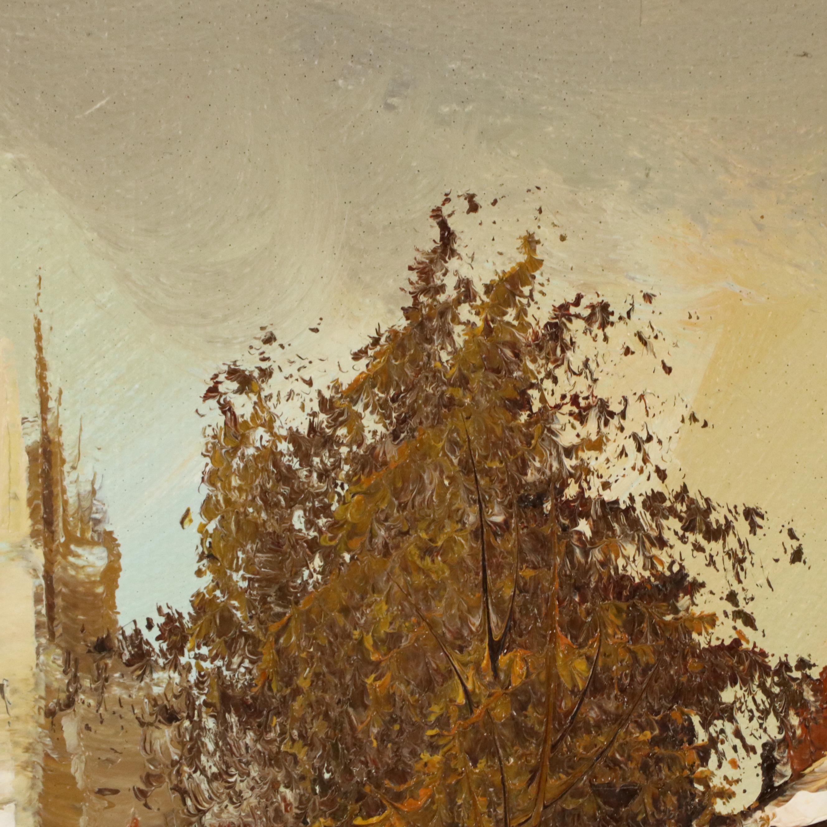 Oil Painting of Parisian Street Scene, Mid-20th Century