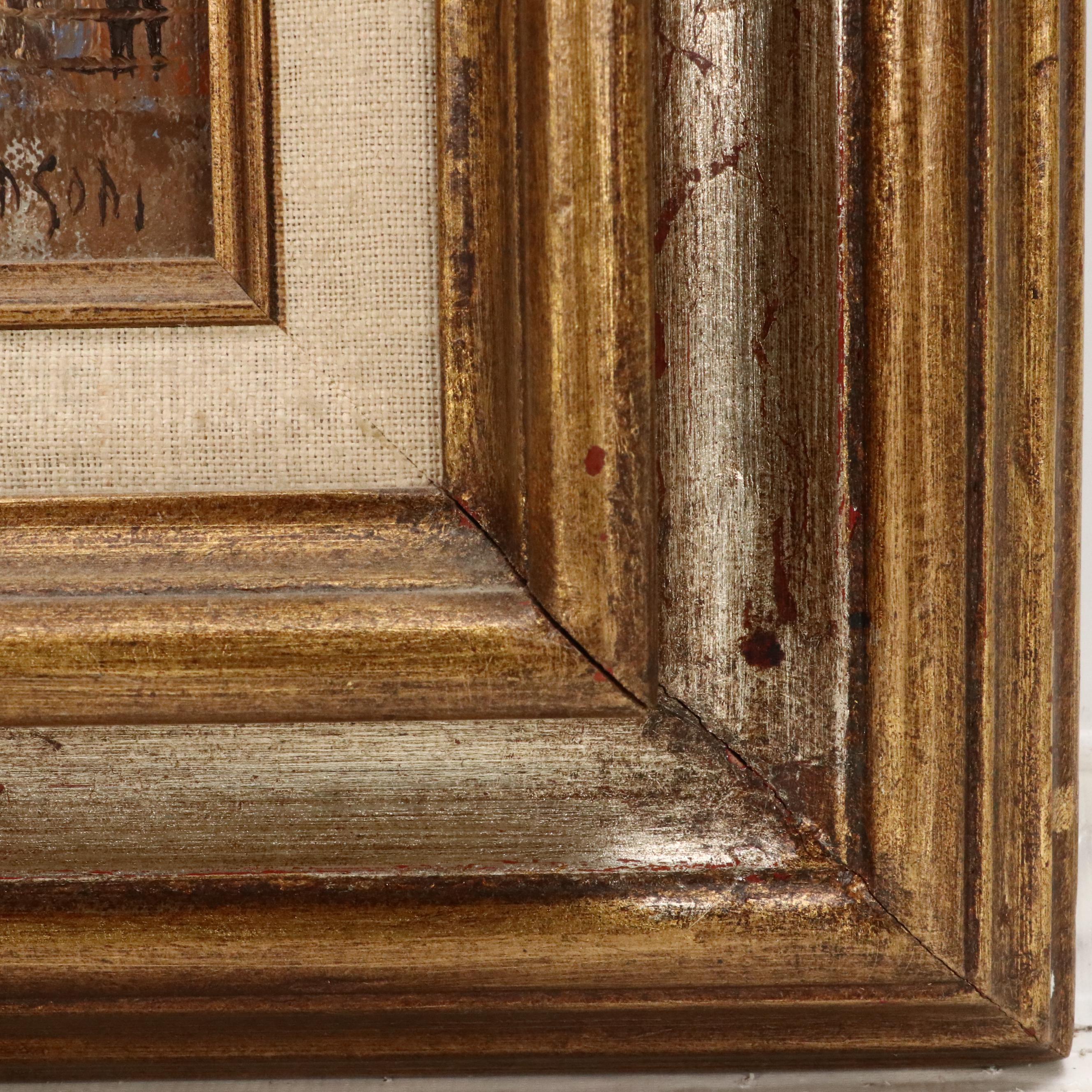 Oil Painting of Parisian Street Scene, Mid-20th Century