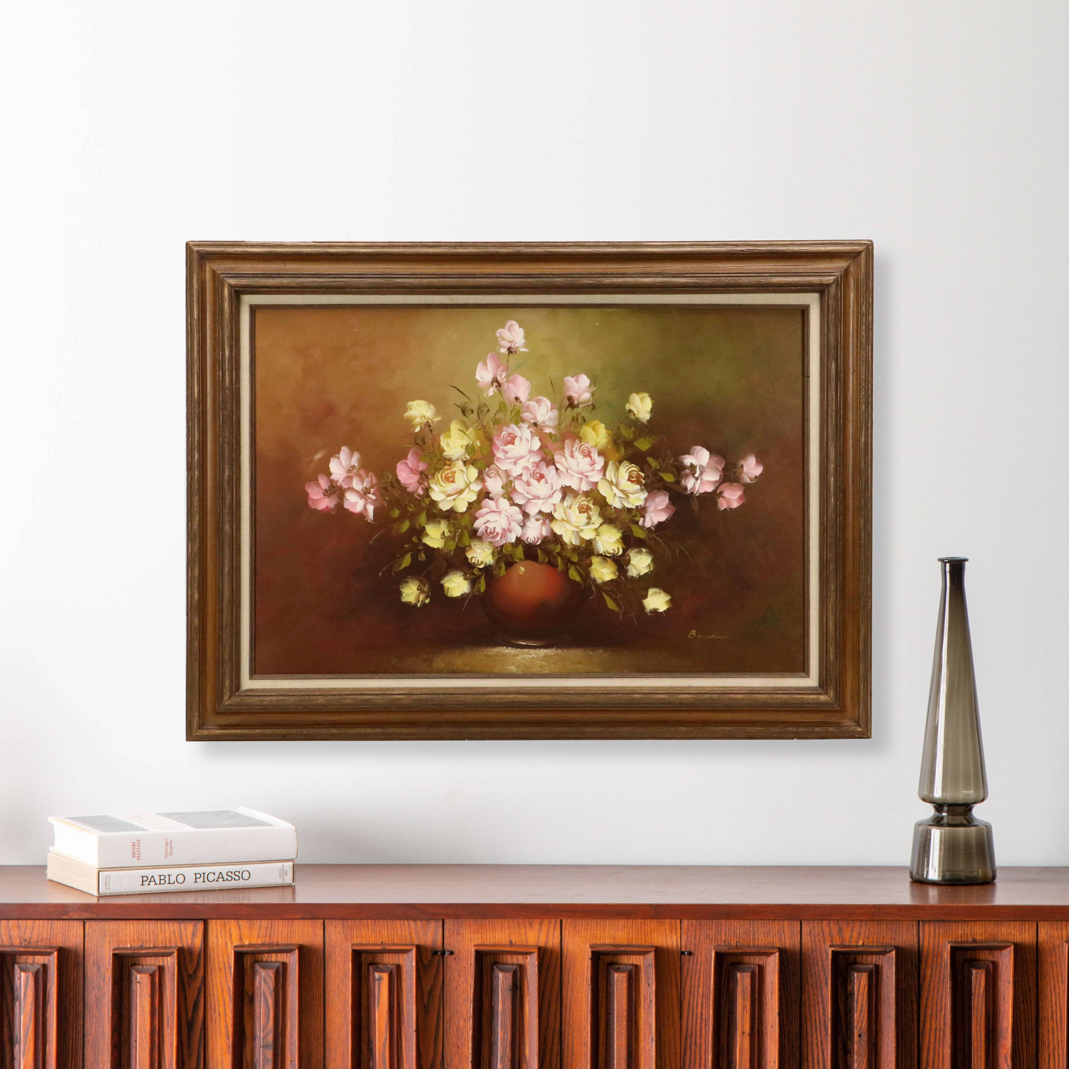 Floral Still Life Oil Painting, Late 20th Century