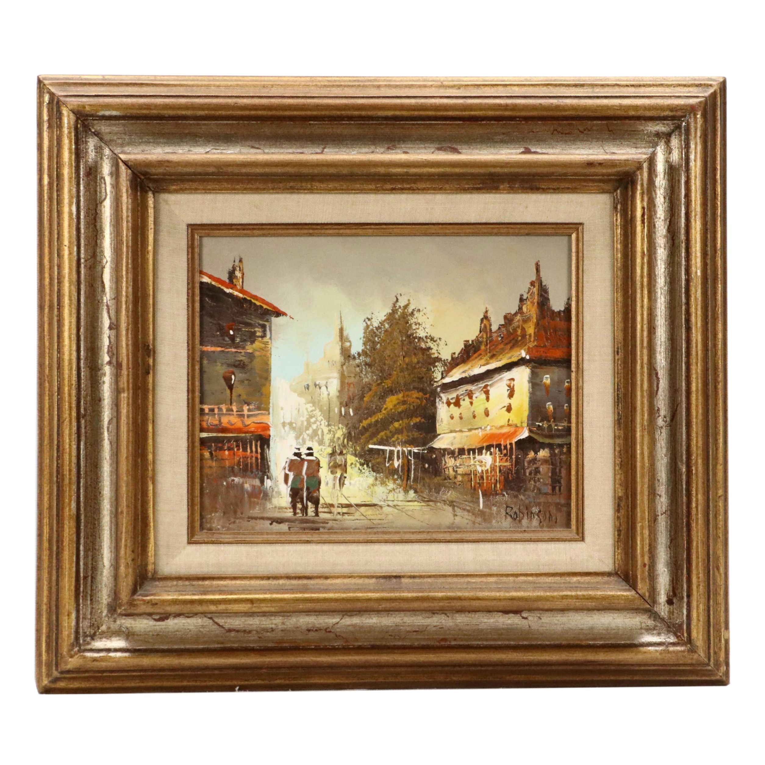 Oil Painting of Parisian Street Scene, Mid-20th Century
