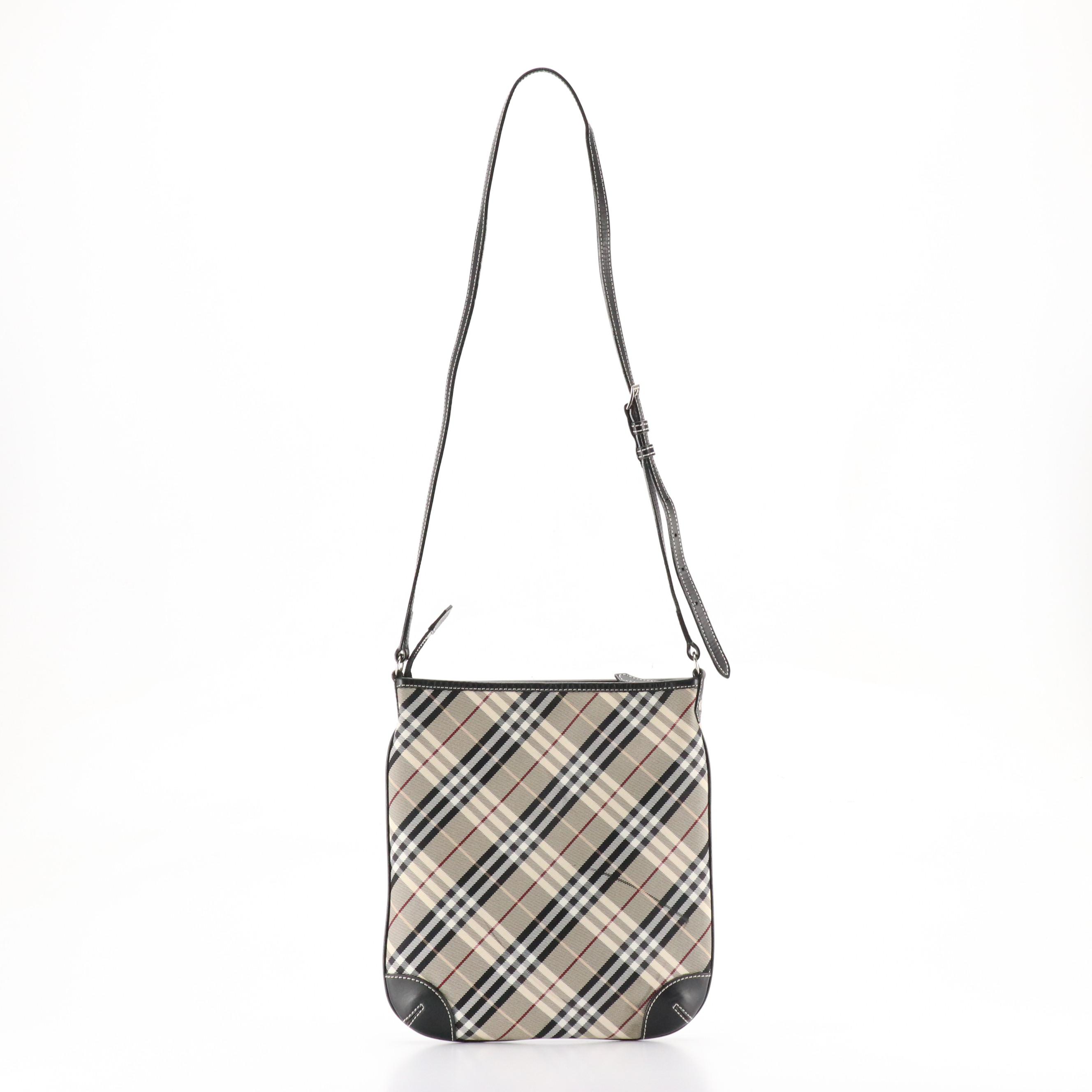 Burberry Blue Label Messenger Bag in Nova Check Nylon Canvas and Leather Trim