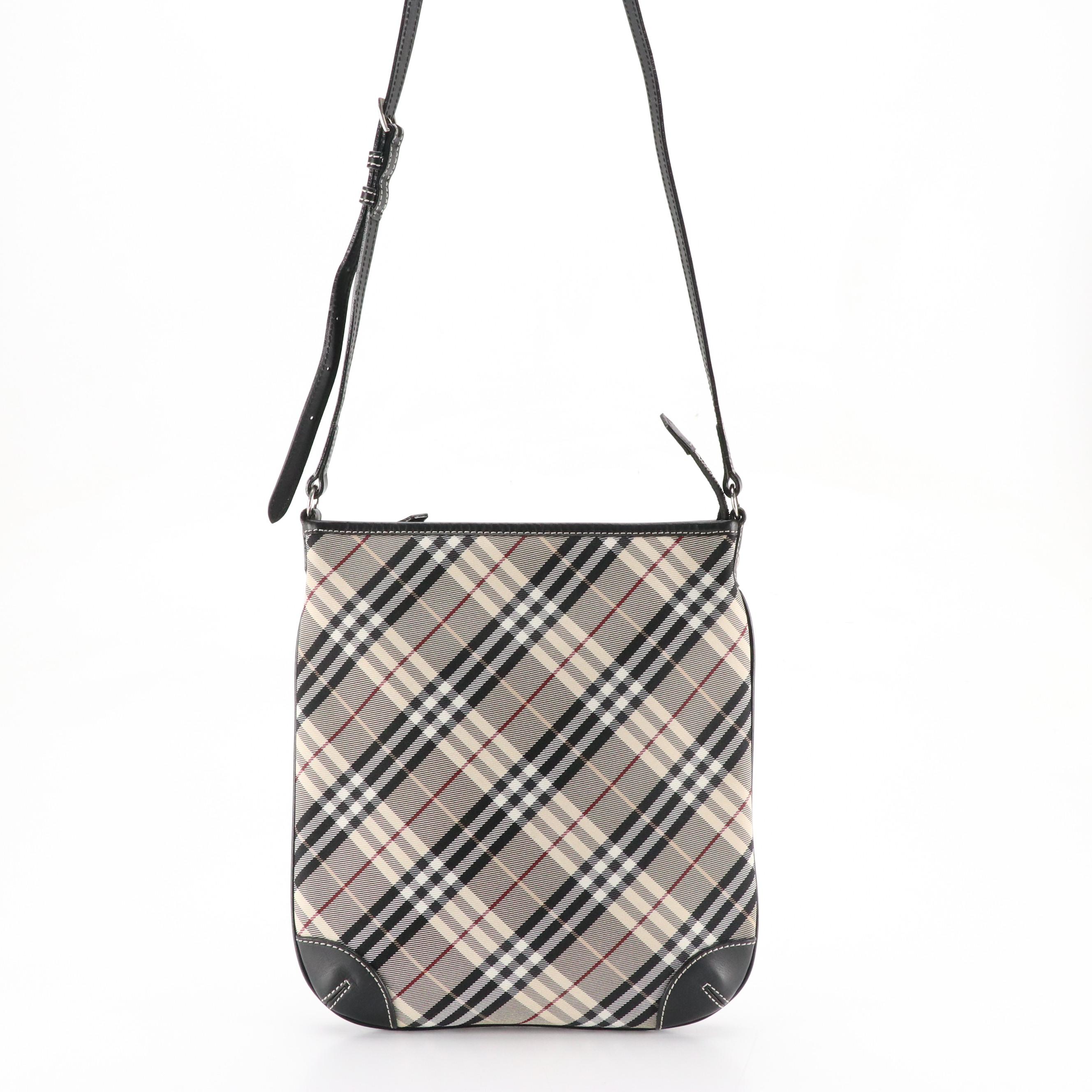 Burberry Blue Label Messenger Bag in Nova Check Nylon Canvas and Leather Trim