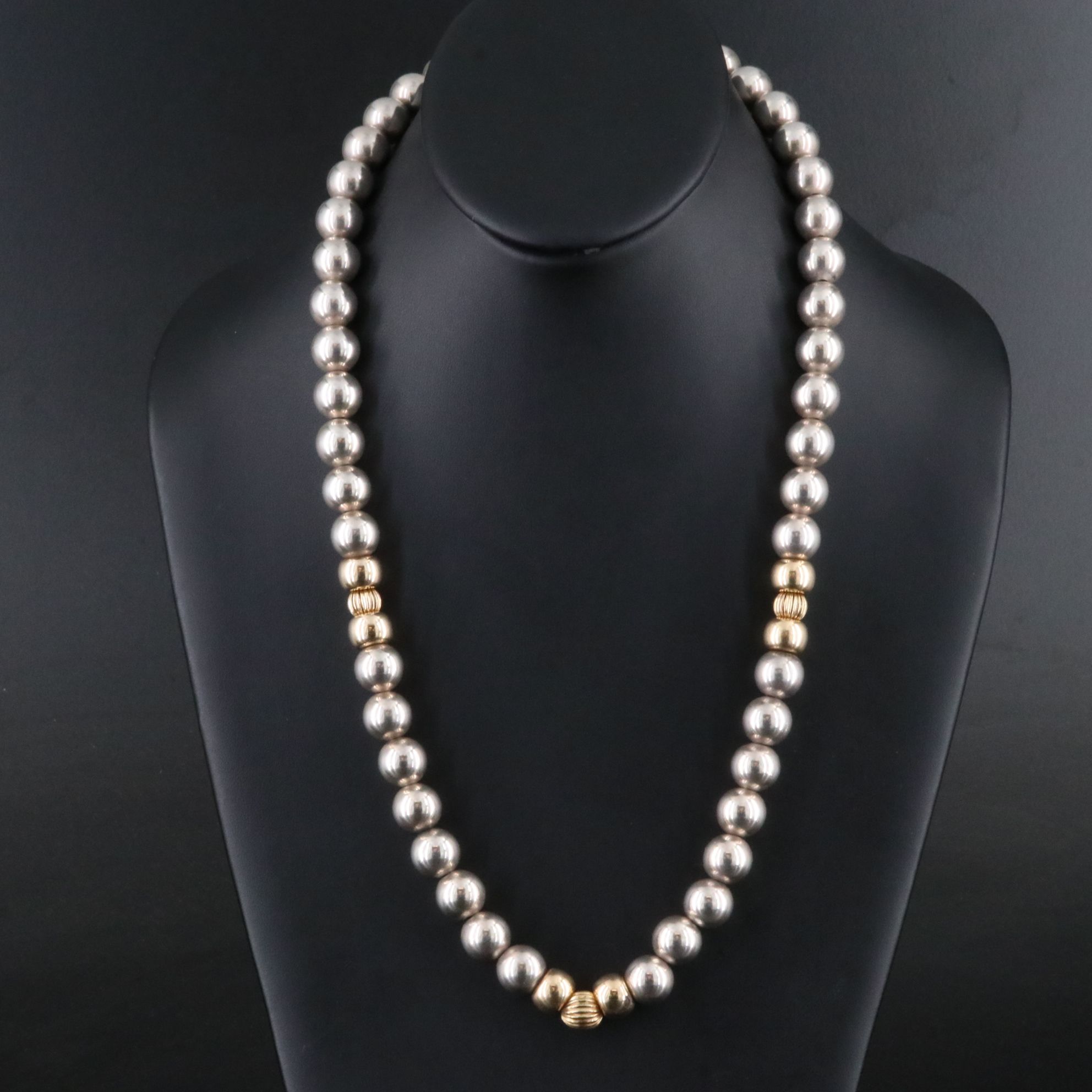 Sterling Bead Necklace with 10K Accents