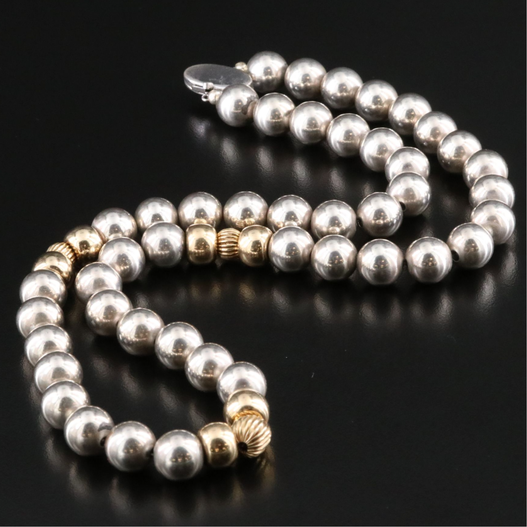 Sterling Bead Necklace with 10K Accents