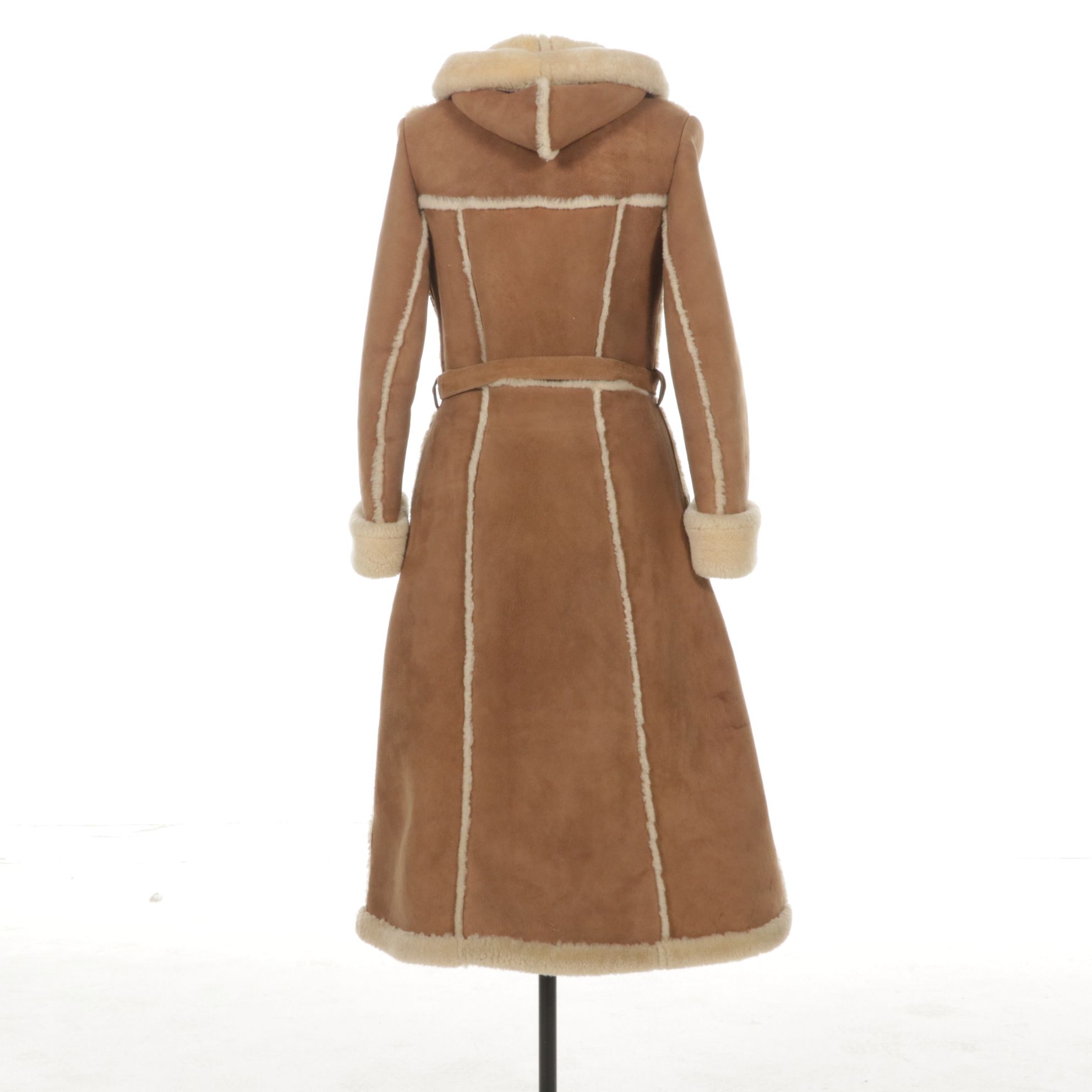 The Sheepskin Factory Suede Shearling Long Coat with Toggle Buttons