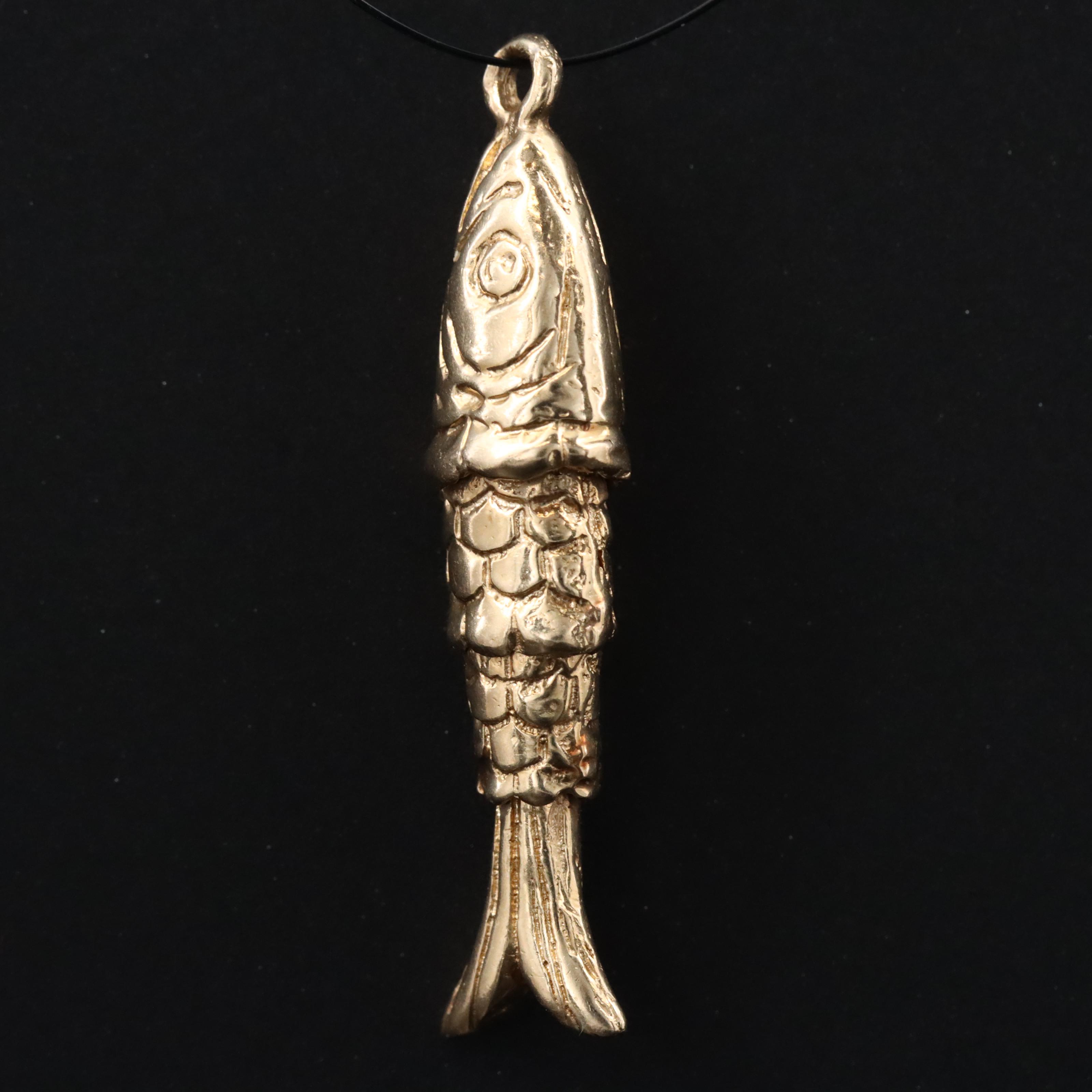 14K Articulated Fish Charm Pendant
