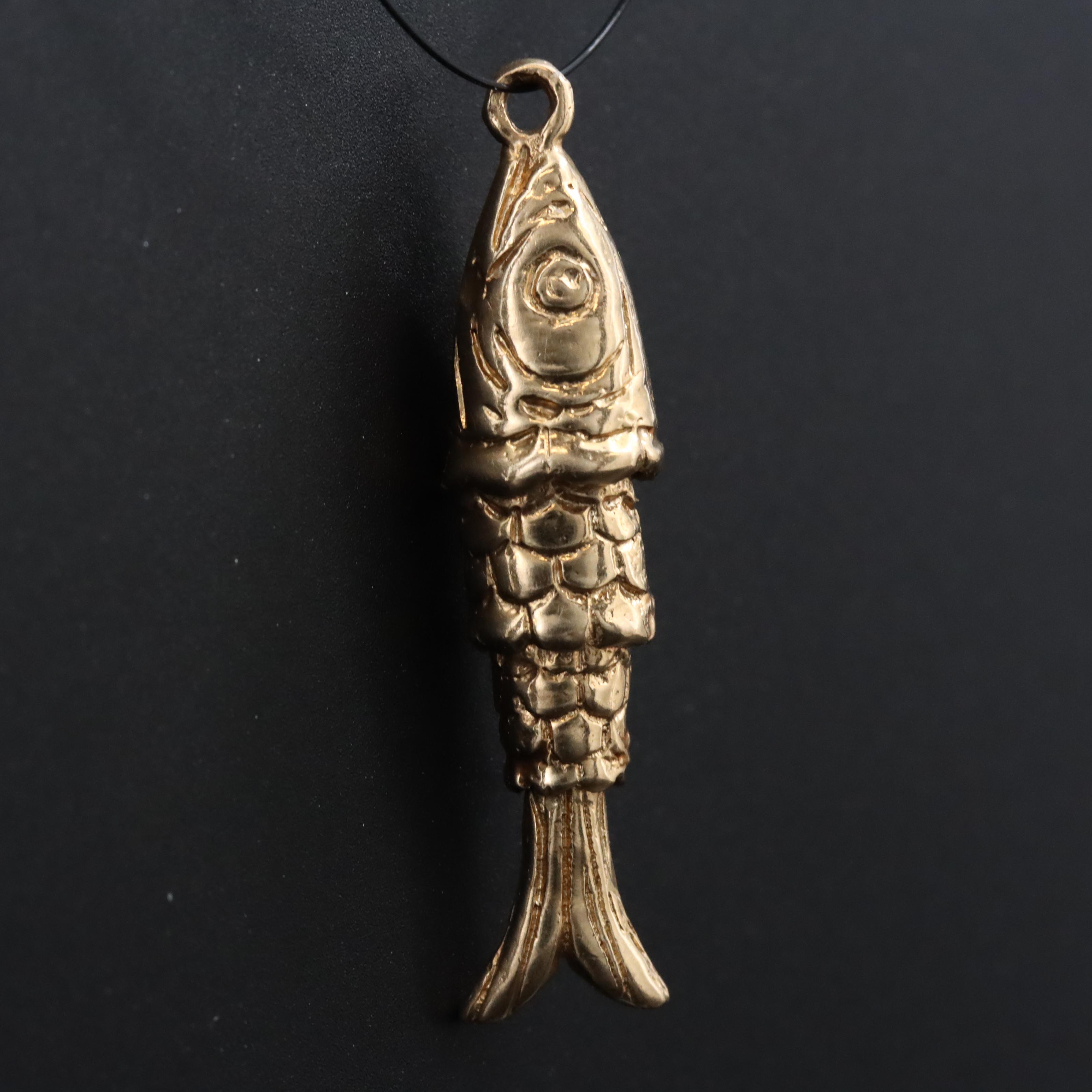 14K Articulated Fish Charm Pendant
