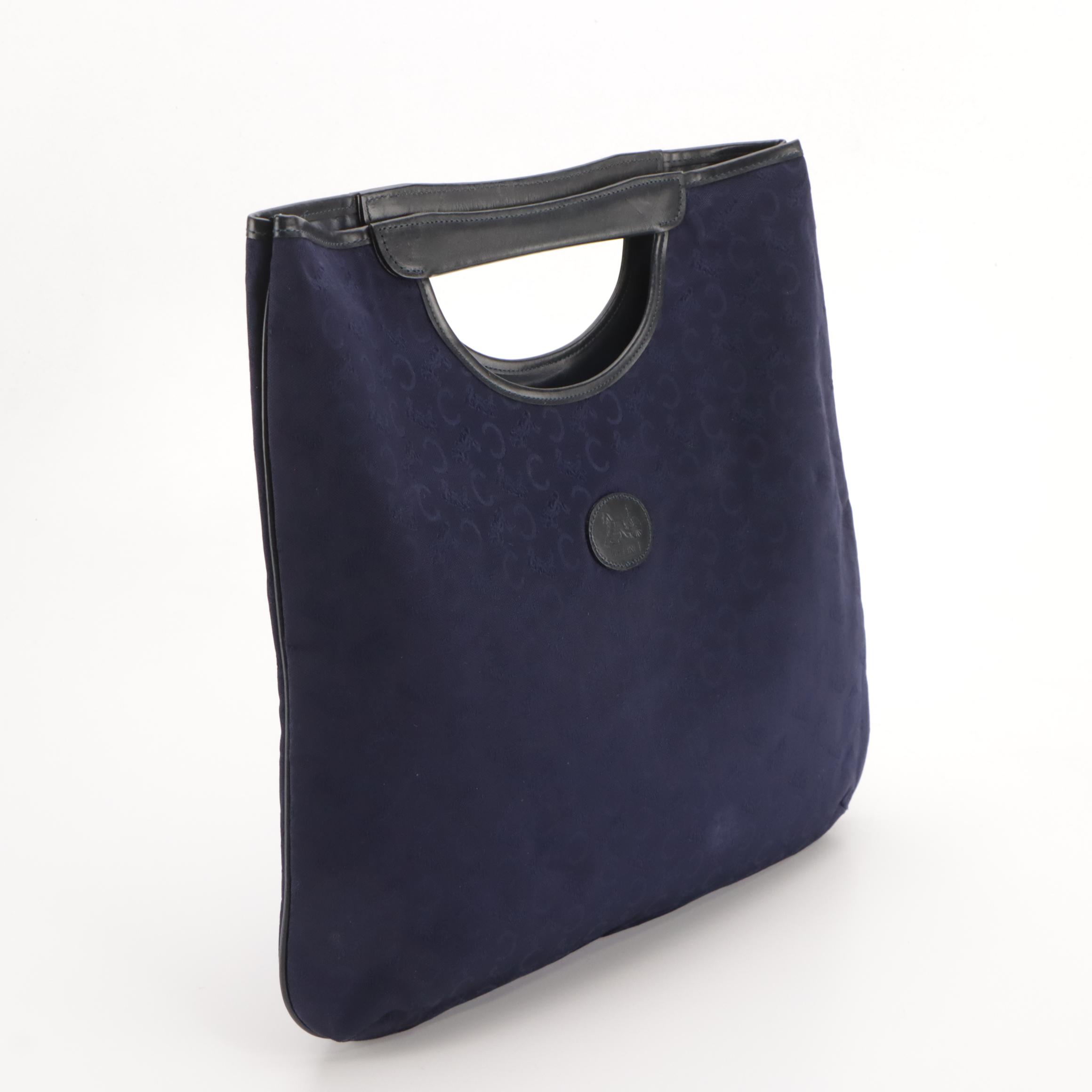 Celine Noevir Tote in Blue Macadam C Sulky Canvas and Leather