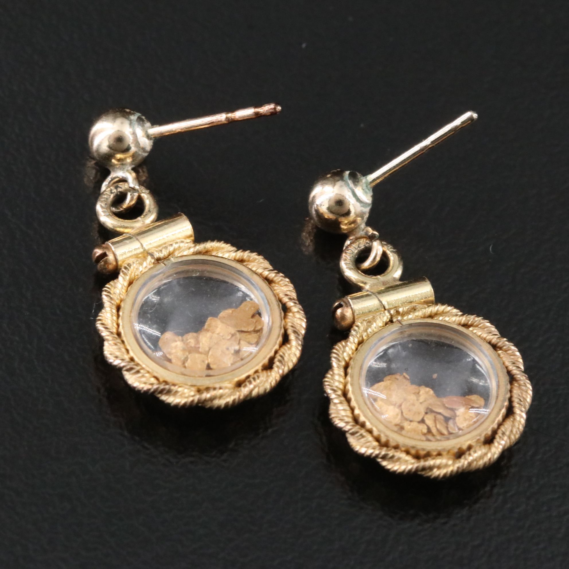 Gold-Filled Earrings with Encased Gold Nuggets