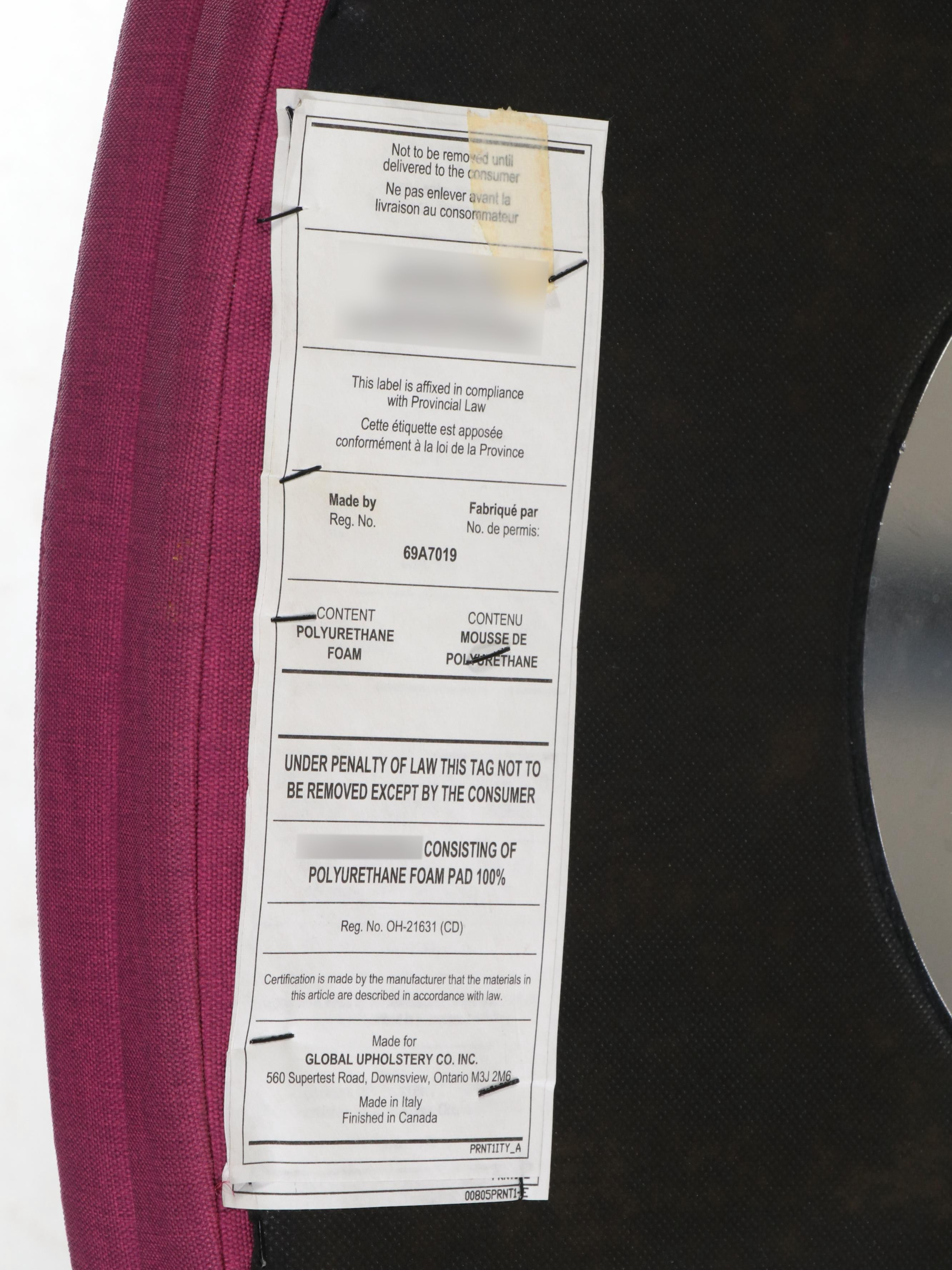 Pair of Global Upholstery Modernist Magenta Swivel Chairs