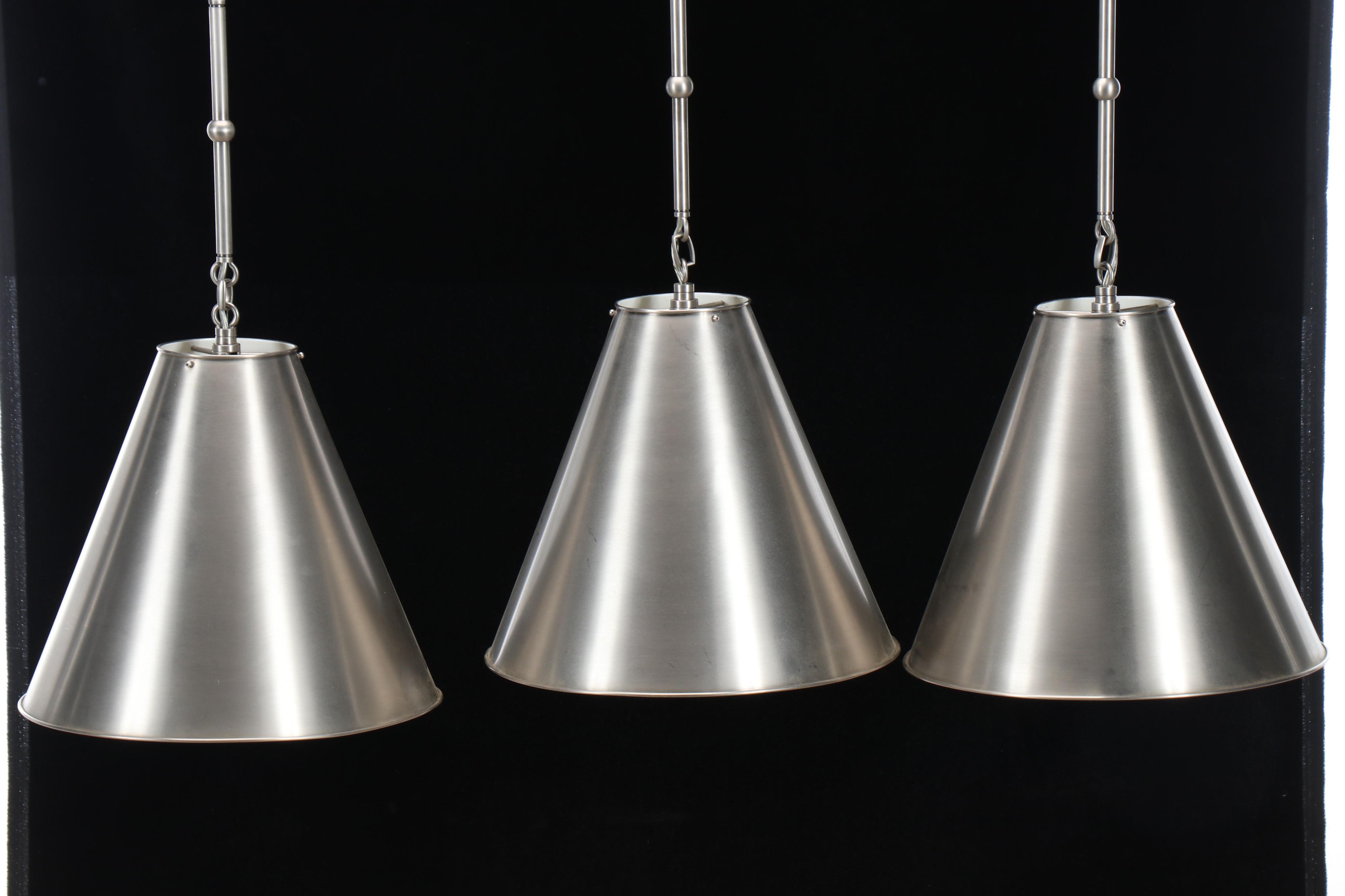 Thomas O'Brien for Visual Comfort & Co. Brushed Stainless Pendant Lights