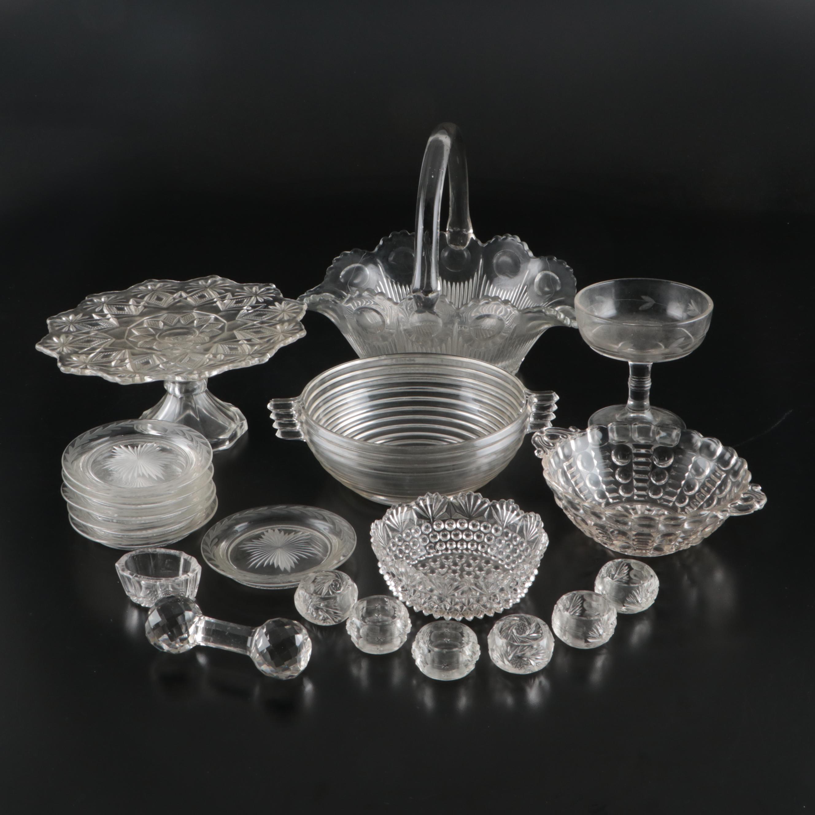 Basket, Bowls, Torte Stand, Salt Cellars and More Glass and Crystal Tableware