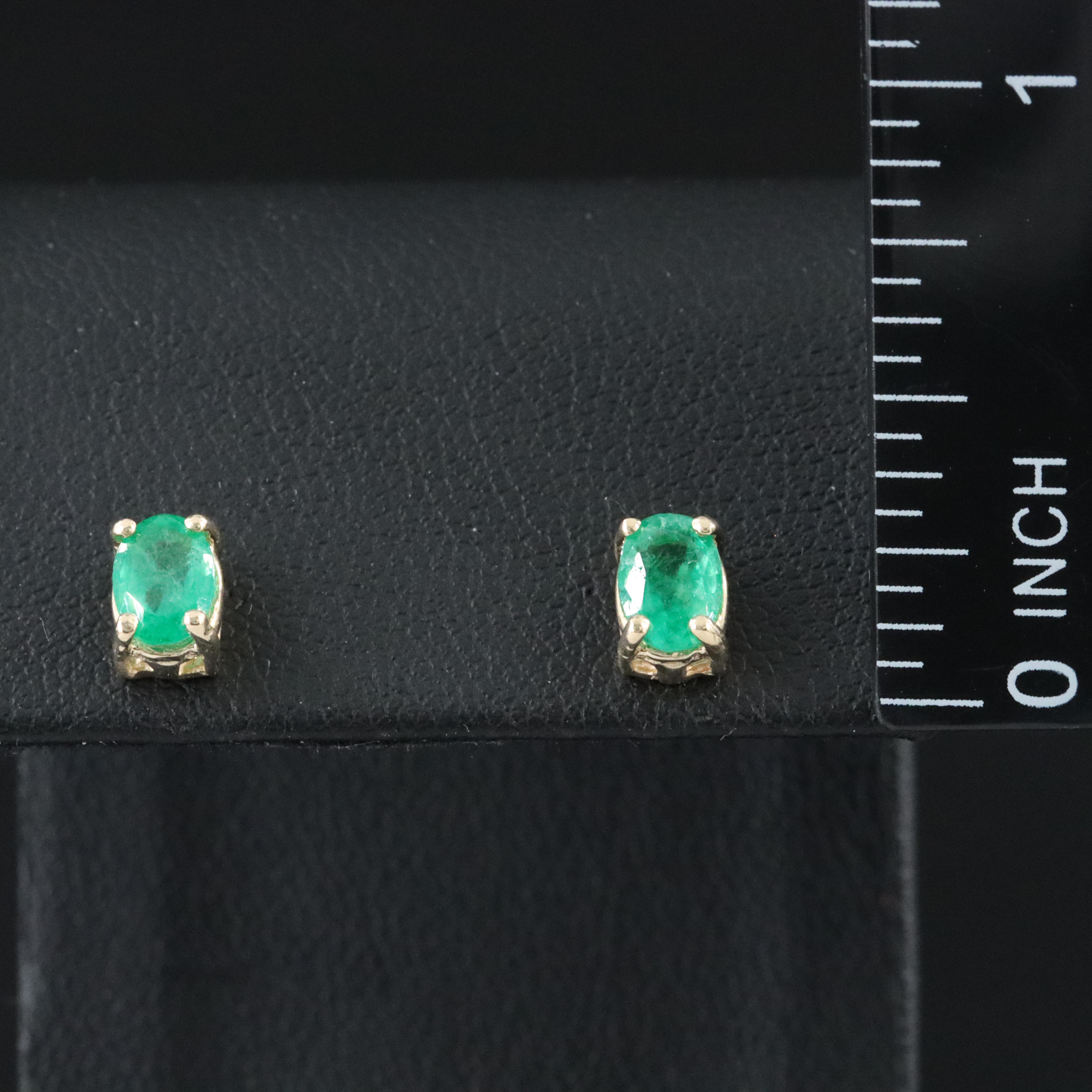 14K Emerald Stud Earrings