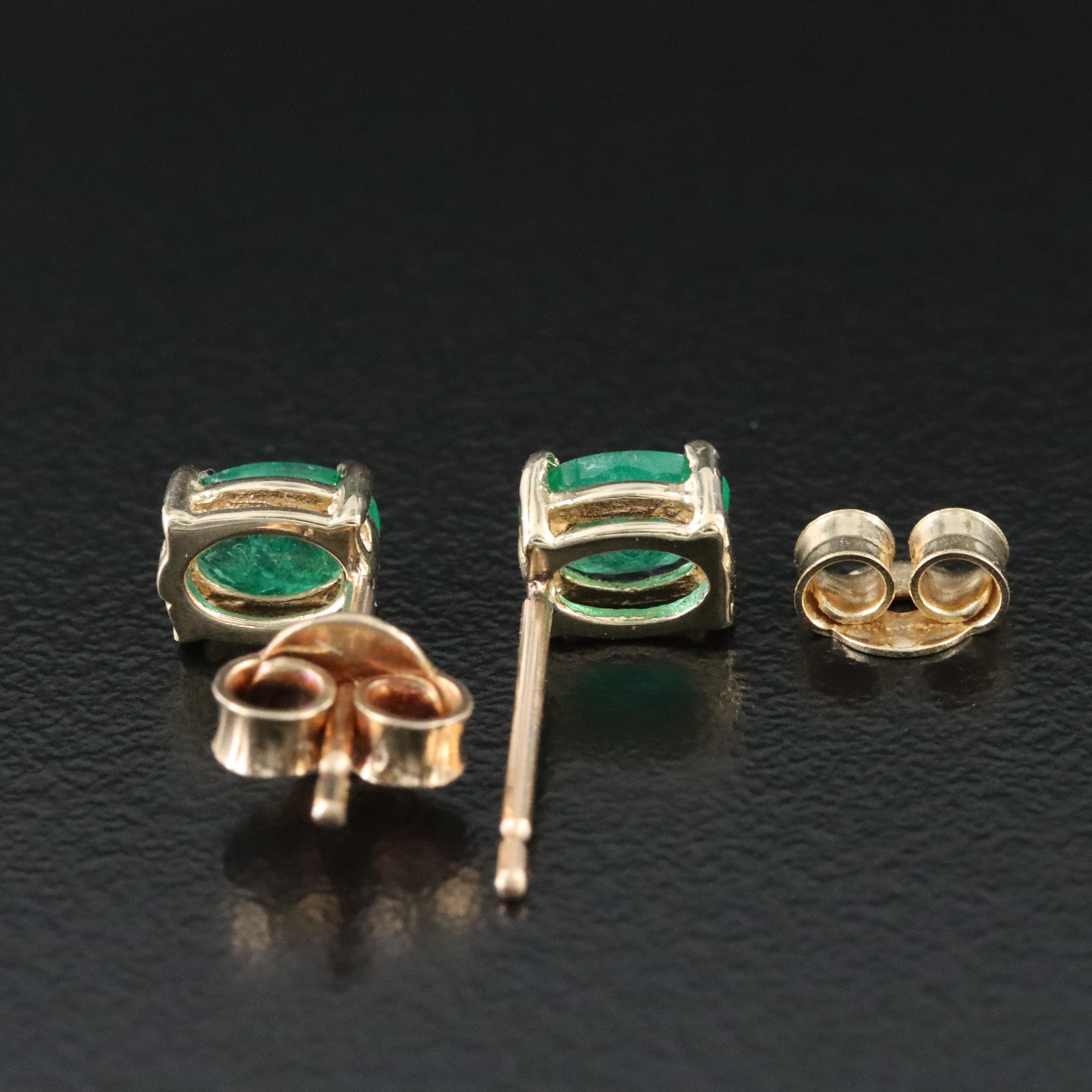 14K Emerald Stud Earrings