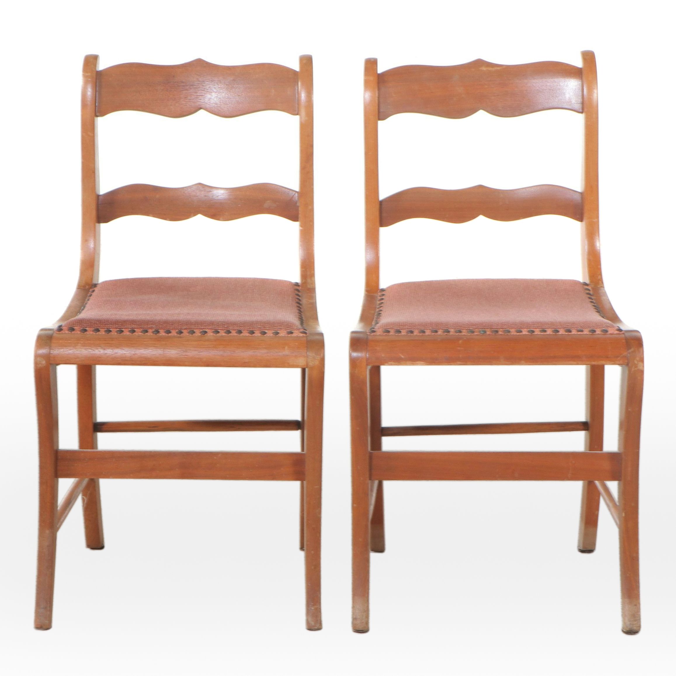 Pair of Mahogany Saber-Leg Side Chairs, Early to Mid-20th Century