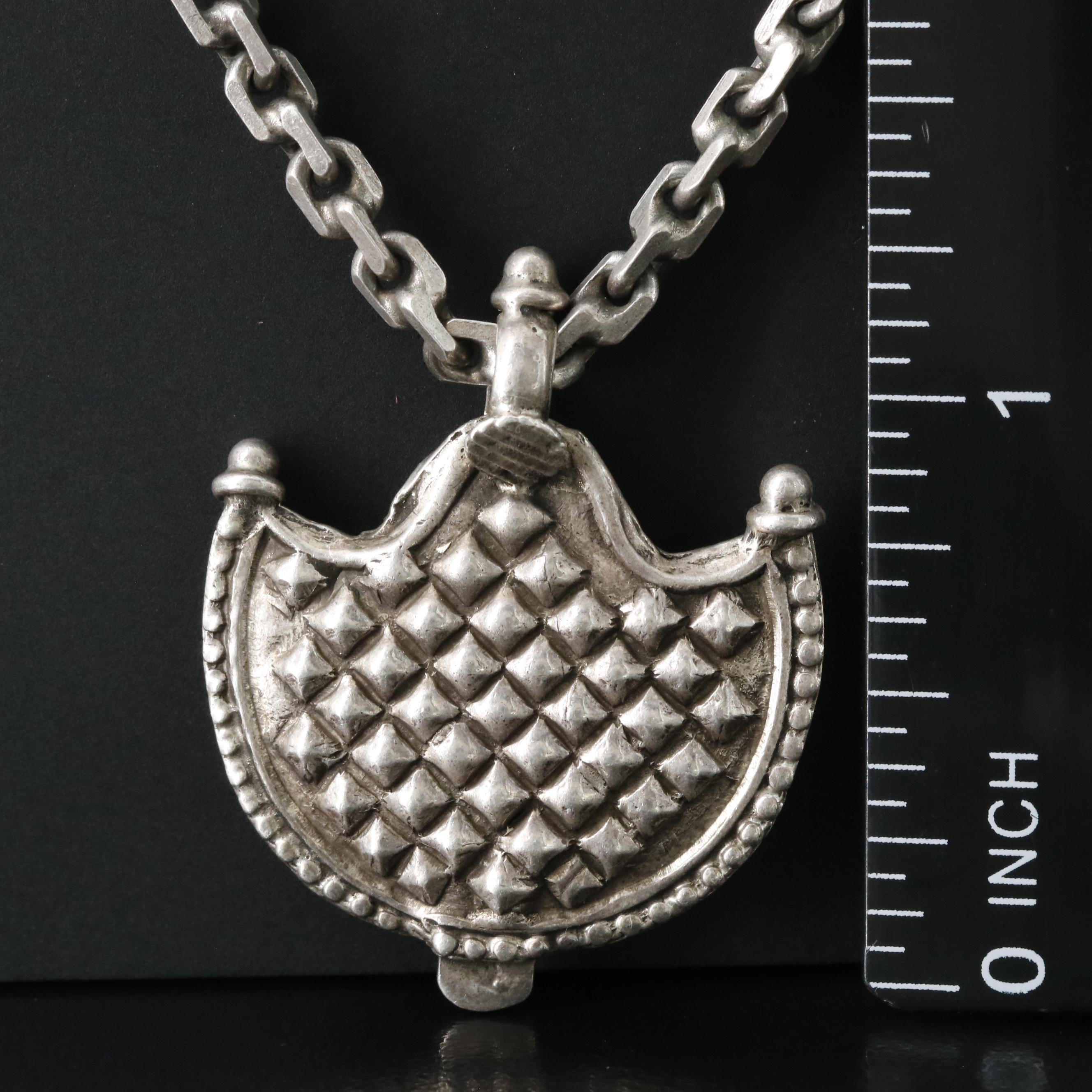 Sterling Pendant Necklace with Quilted Pattern