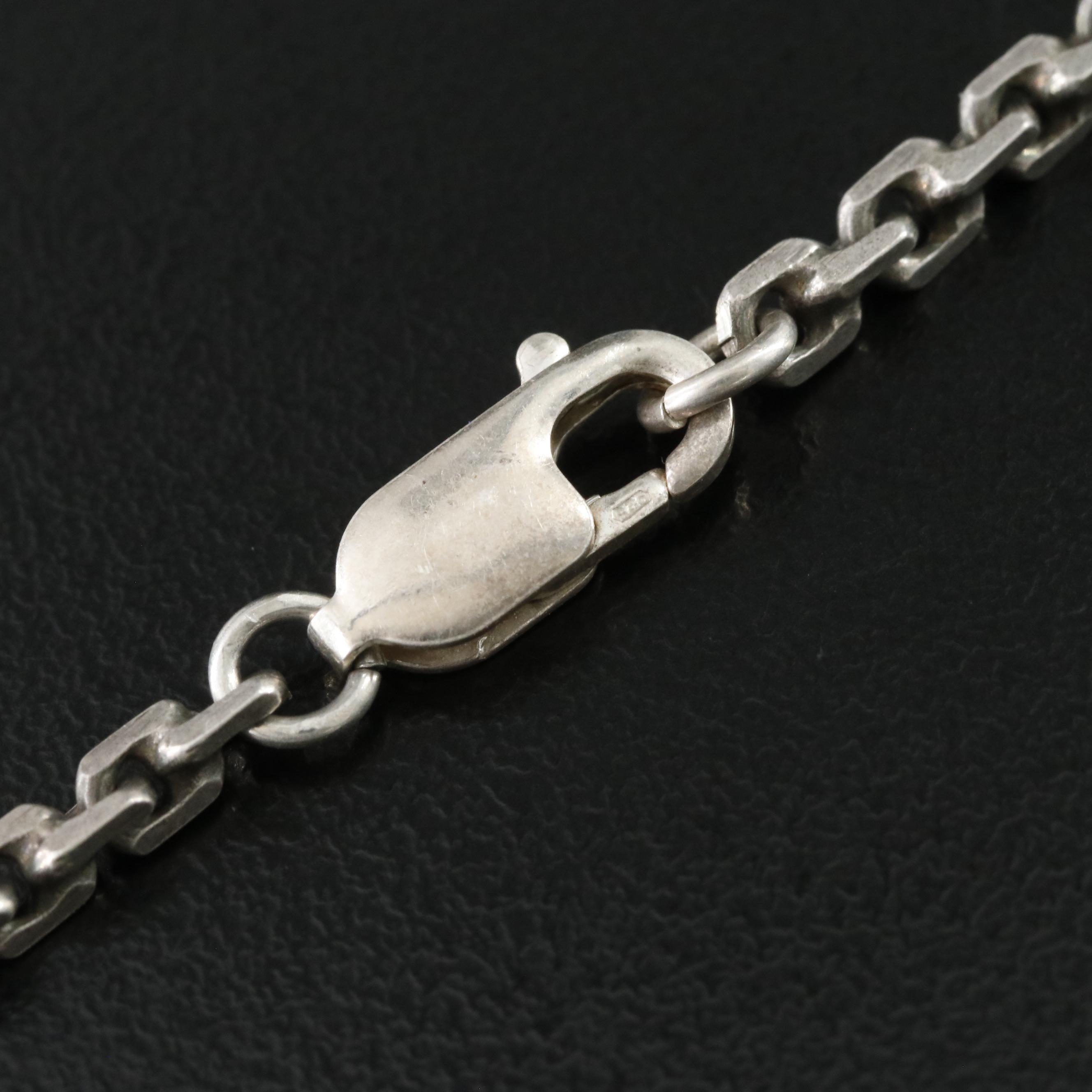 Sterling Pendant Necklace with Quilted Pattern