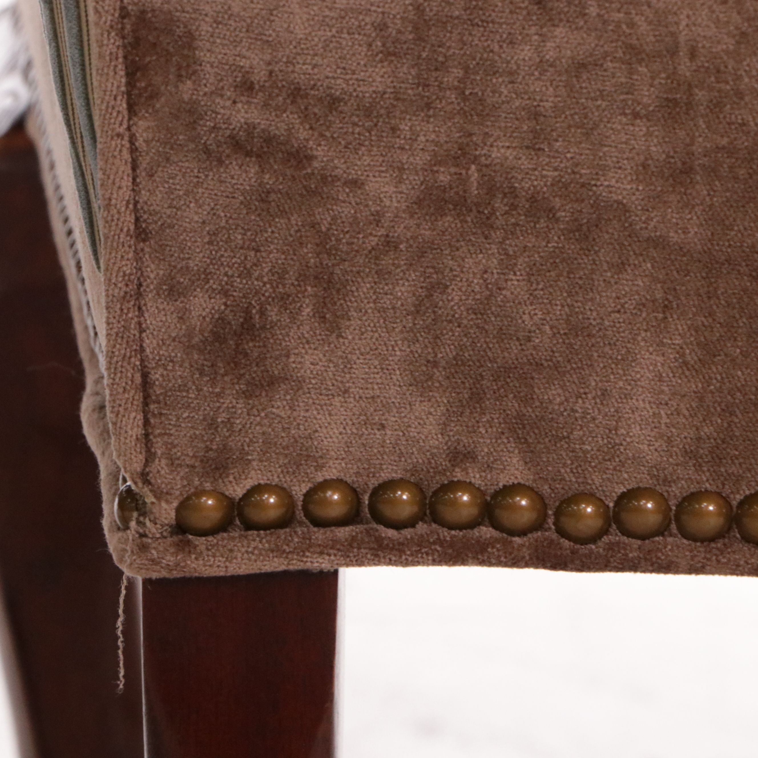 Pair of Georgian Style Mahogany Upholstered Armchairs, Early to Mid-20th Century