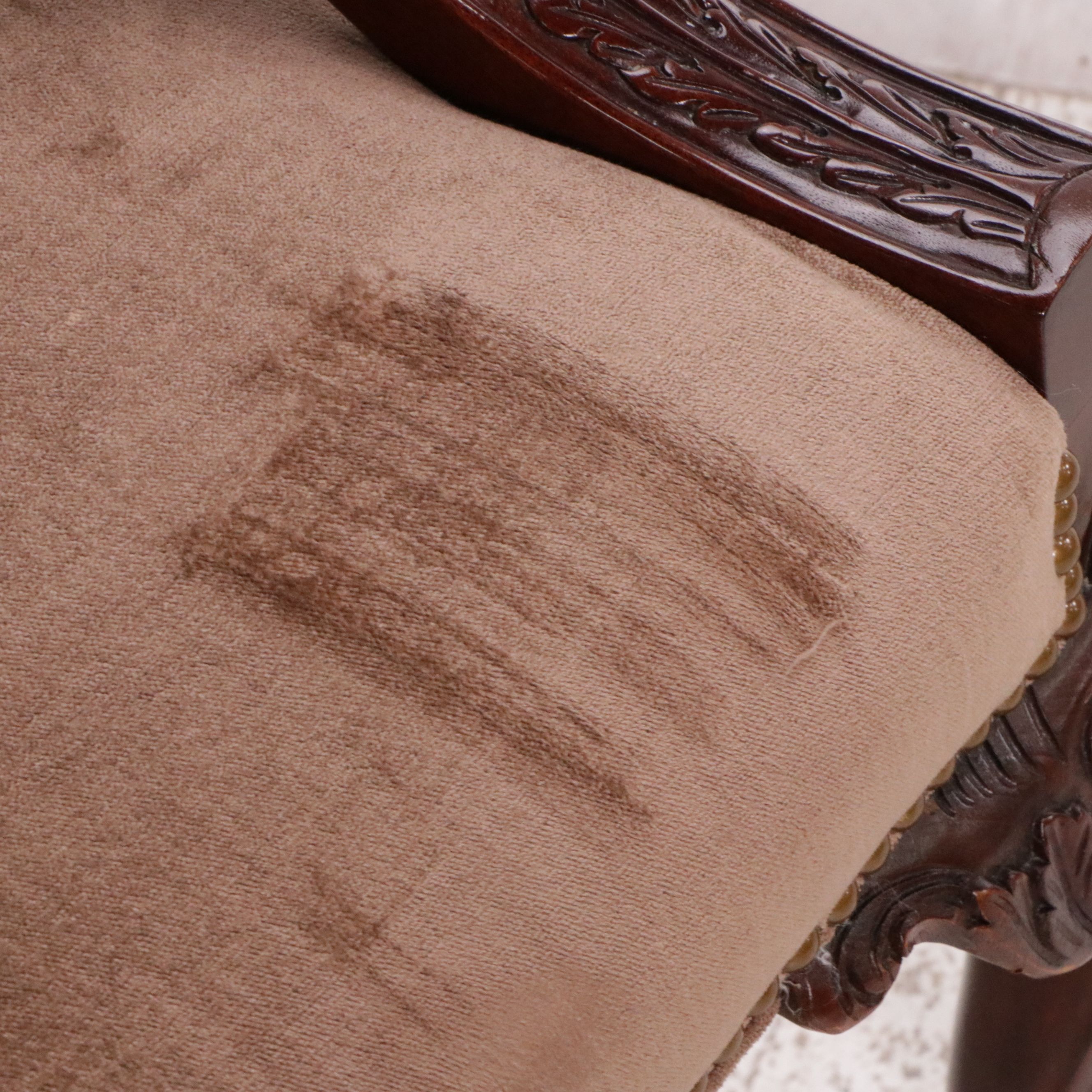 Pair of Georgian Style Mahogany Upholstered Armchairs, Early to Mid-20th Century