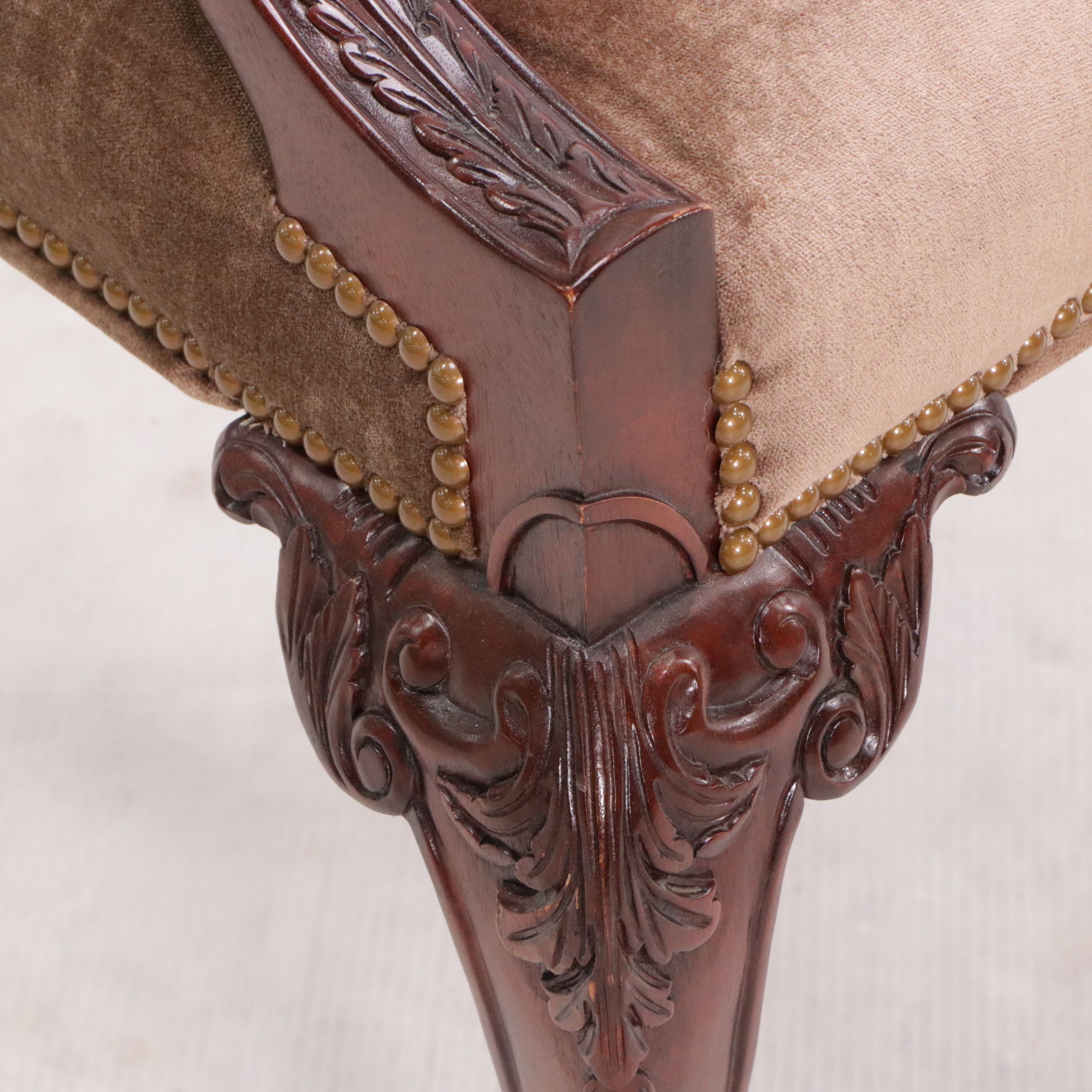 Pair of Georgian Style Mahogany Upholstered Armchairs, Early to Mid-20th Century
