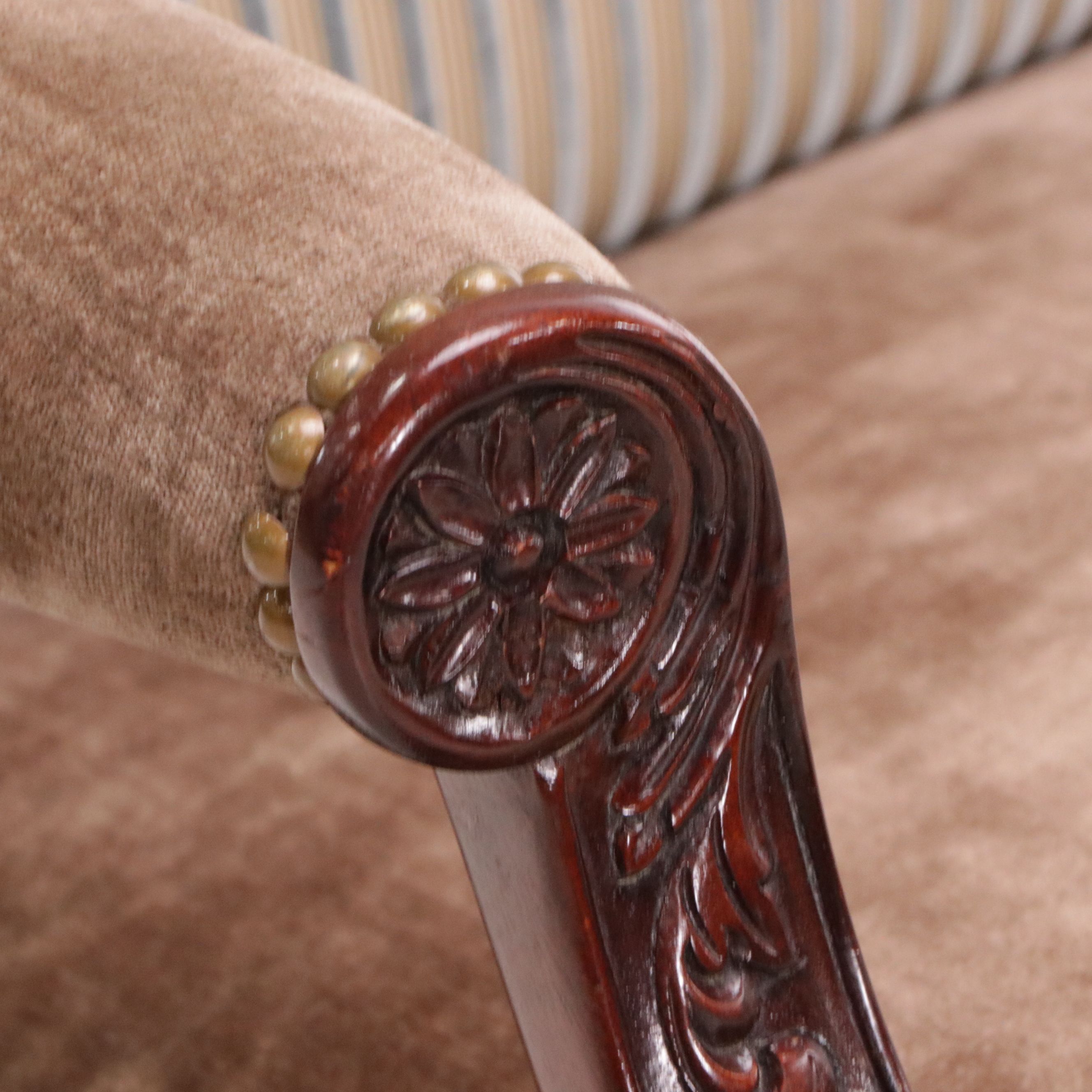 Pair of Georgian Style Mahogany Upholstered Armchairs, Early to Mid-20th Century