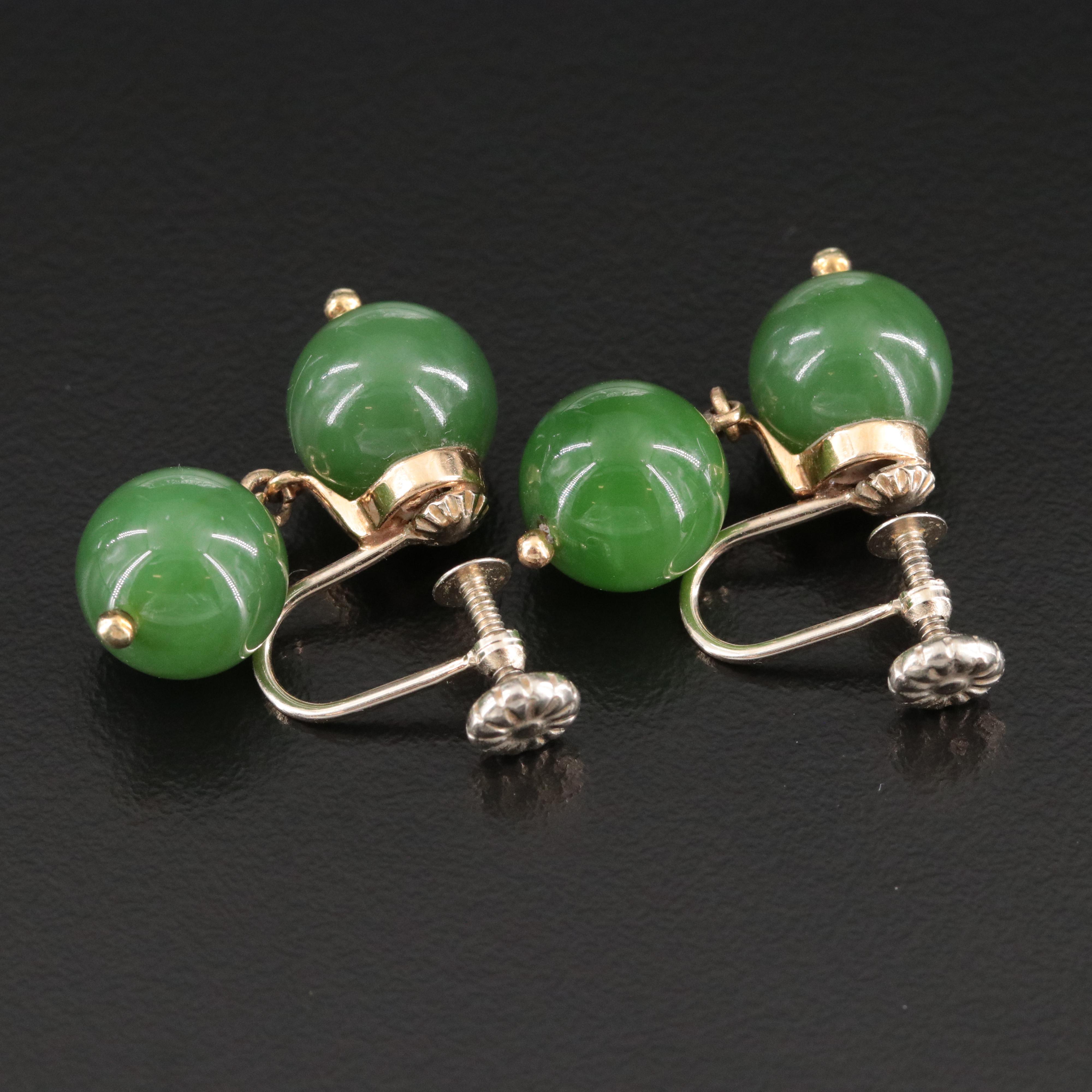 14K Nephrite Earrings