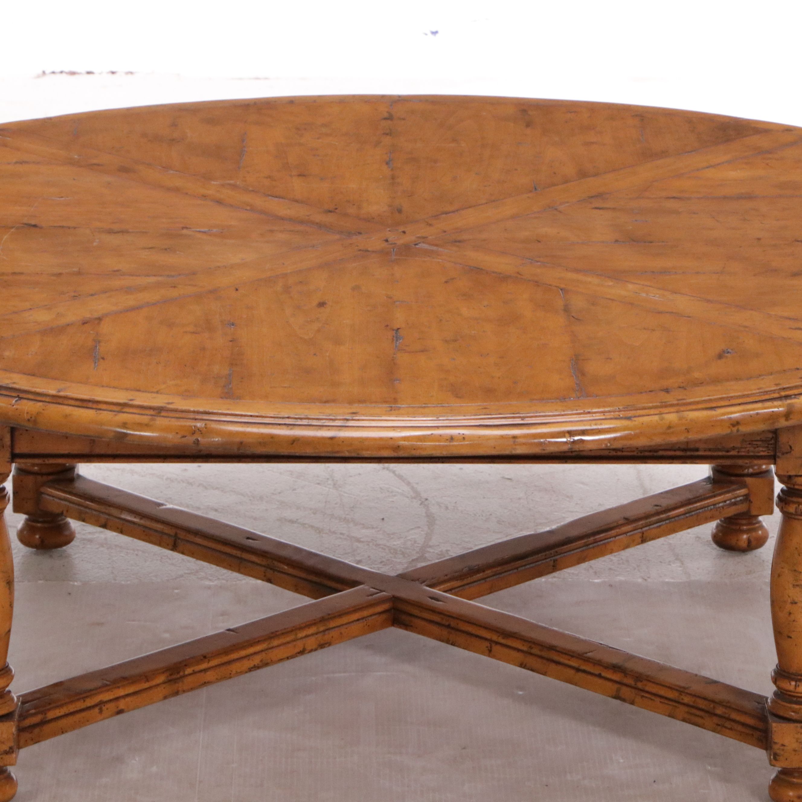 French Provincial Style Round Wood Coffee Table