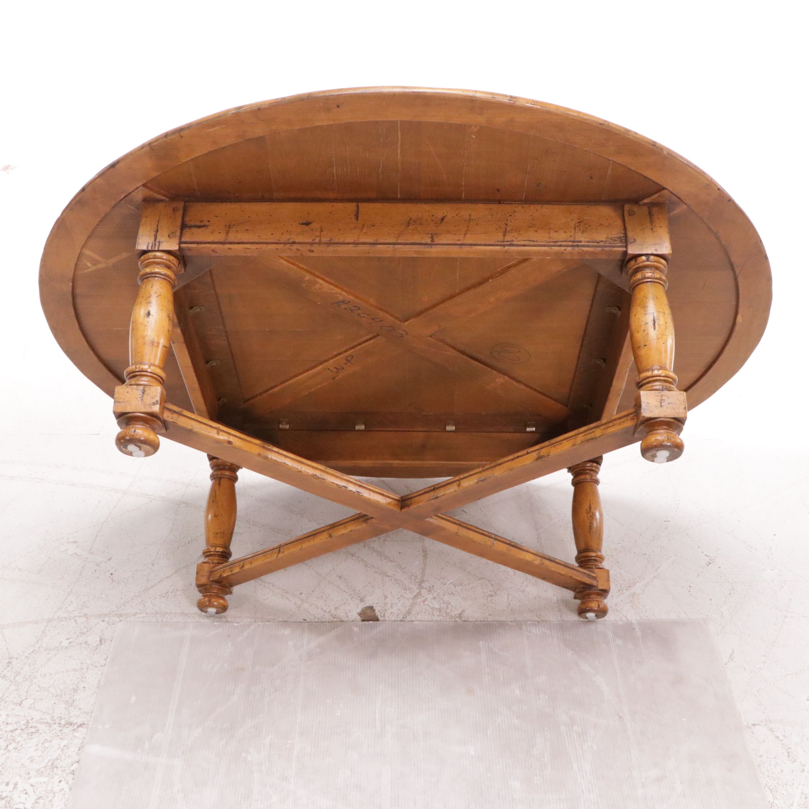 French Provincial Style Round Wood Coffee Table