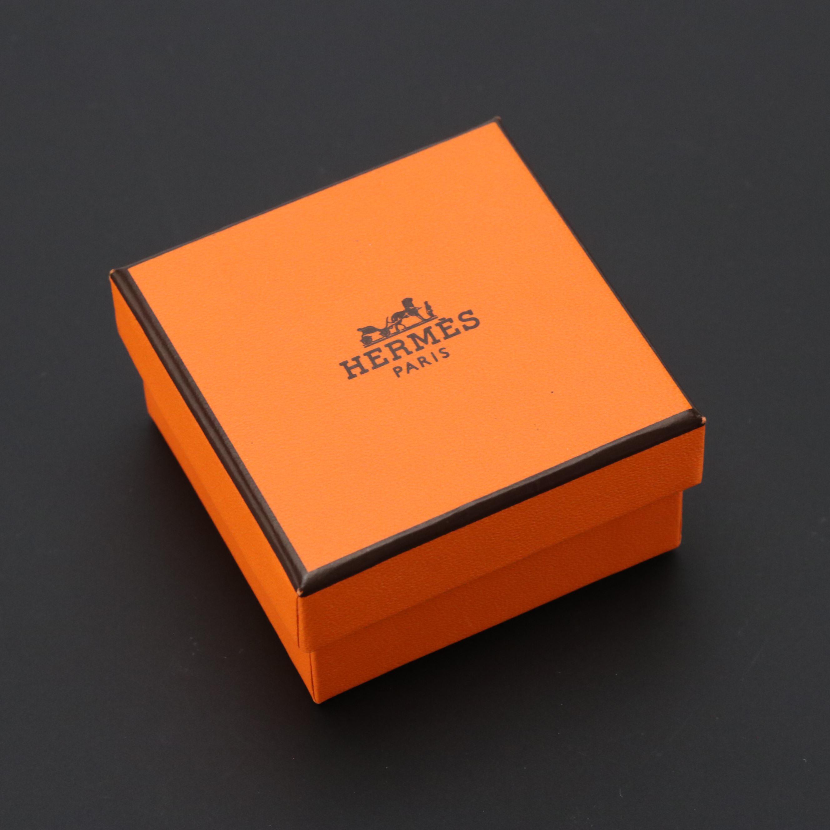 Hermès Quadrige Horse Twilly Scarf Ring in Pink Lacquered Permabrass with Box